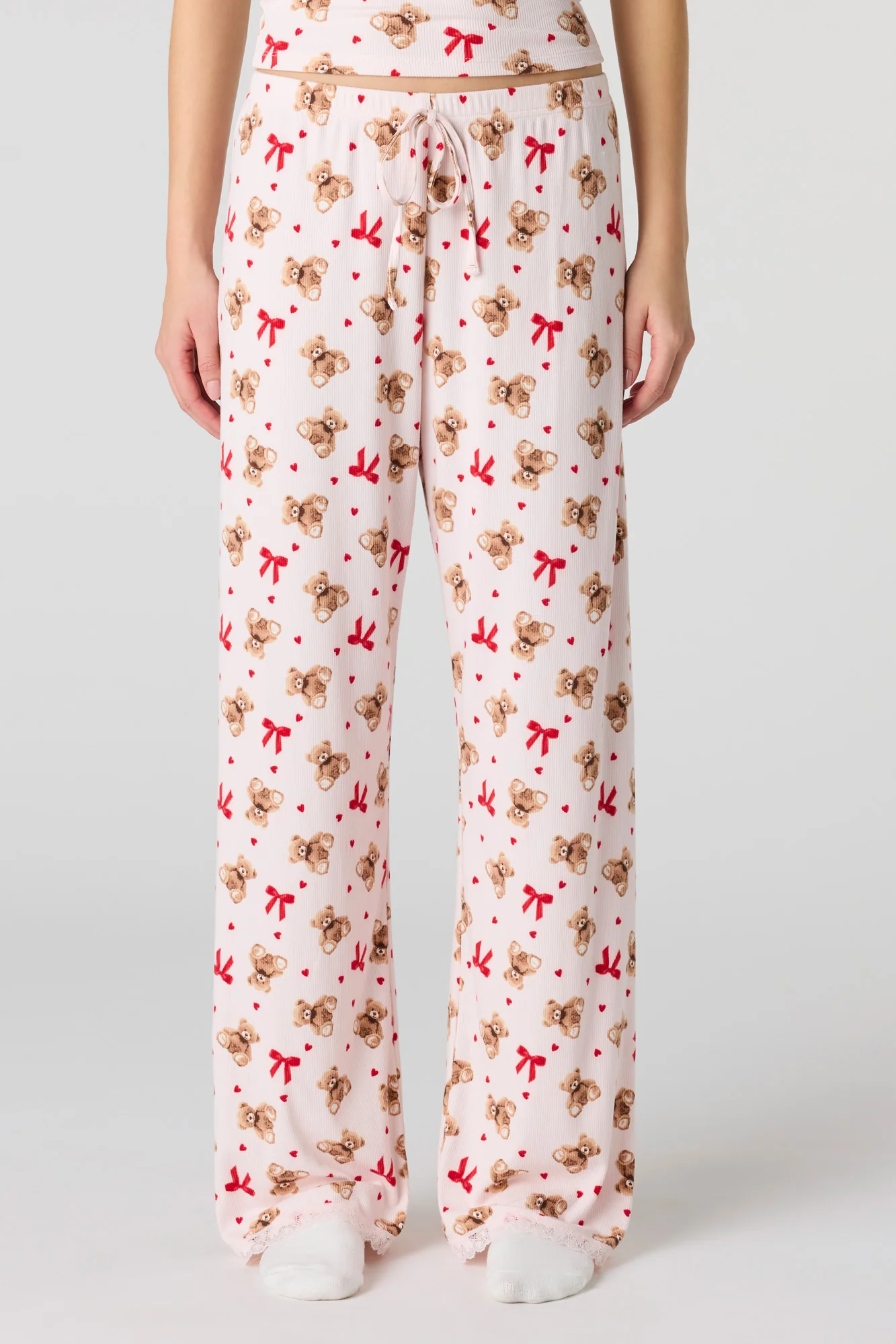 Ribbed Lace Trim Tank & Pant Pajama Set - Image 19