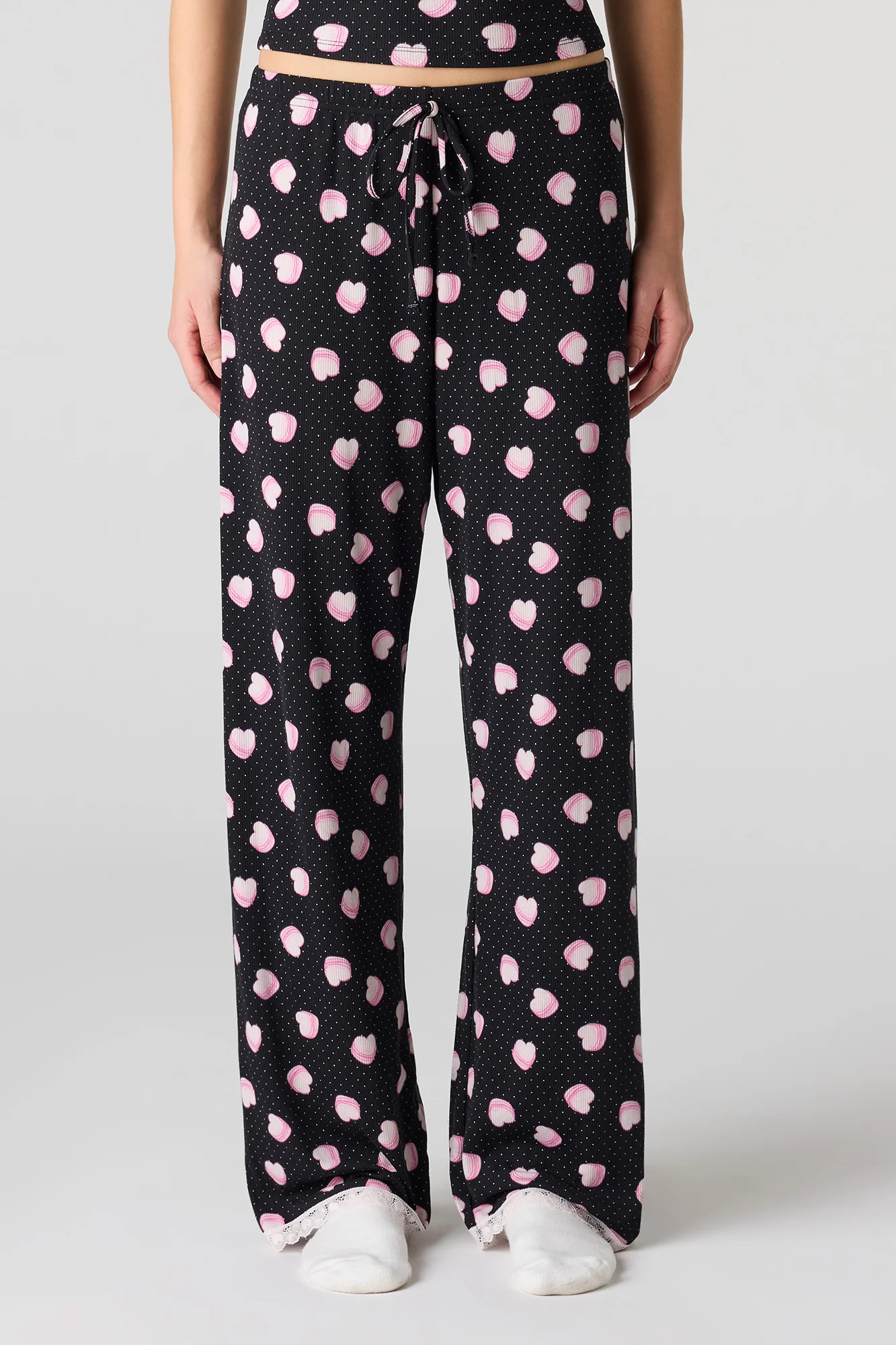 Ribbed Lace Trim Tank & Pant Pajama Set - Image 7