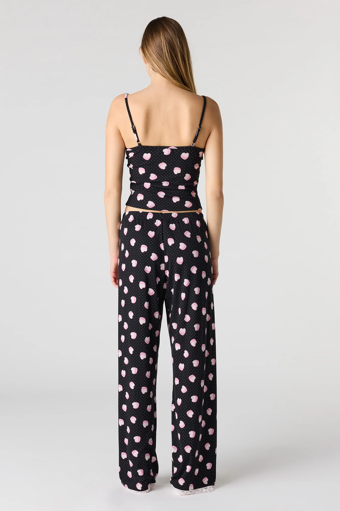 Ribbed Lace Trim Tank & Pant Pajama Set - Image 8