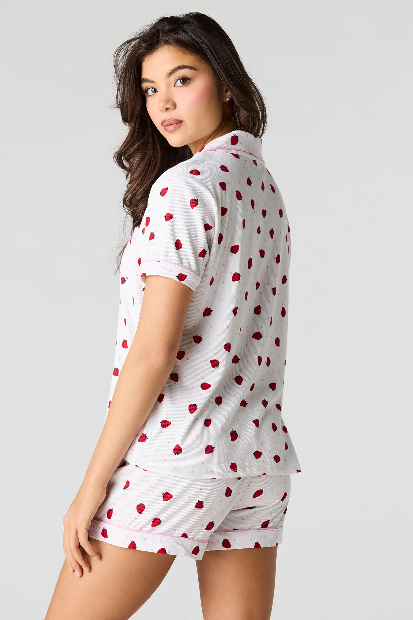 Ribbed Button-Up Top & Short Pajama Set - Image 18