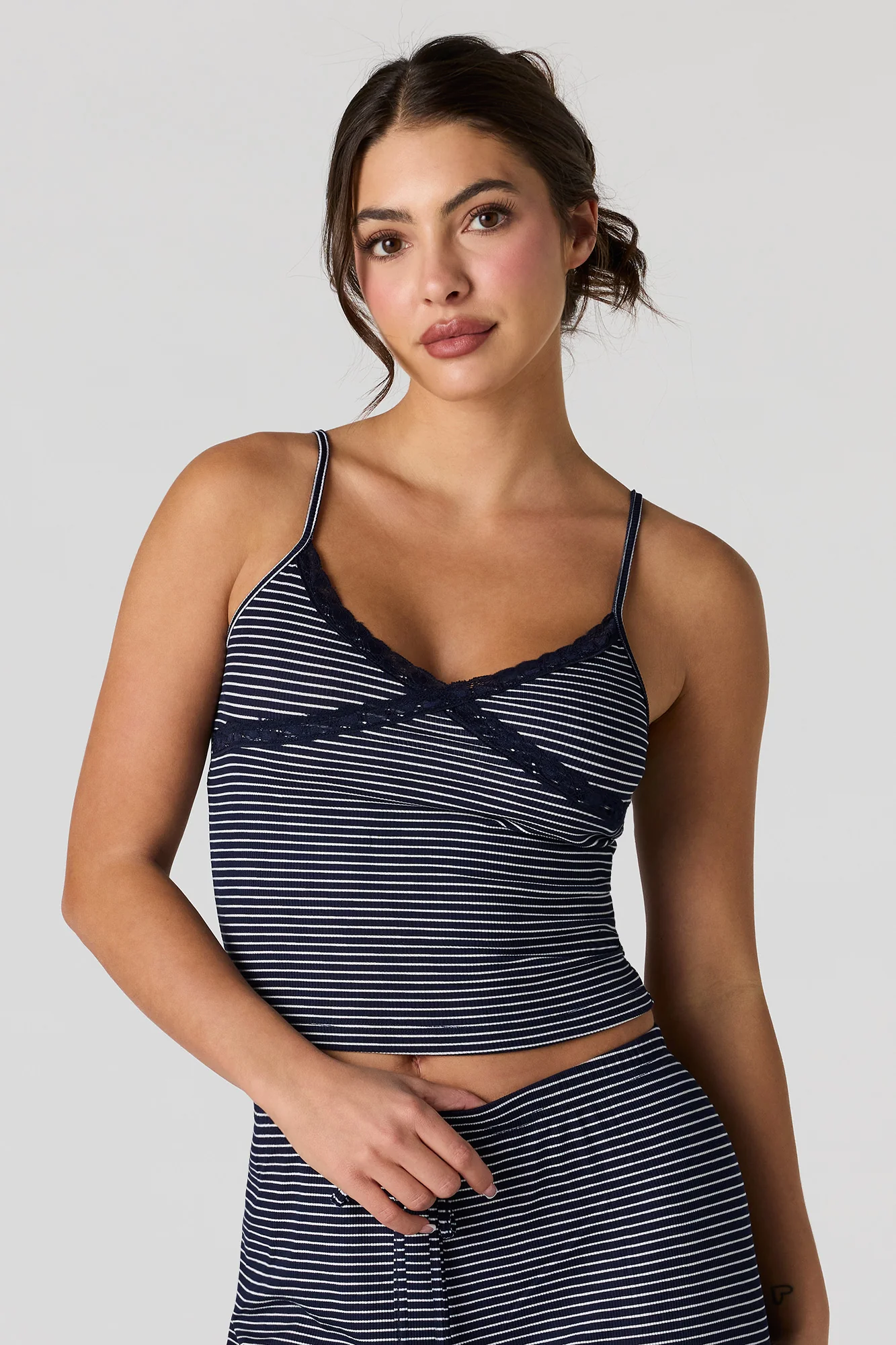Ribbed Lace Trim Tank & Pant Pajama Set - Image 10