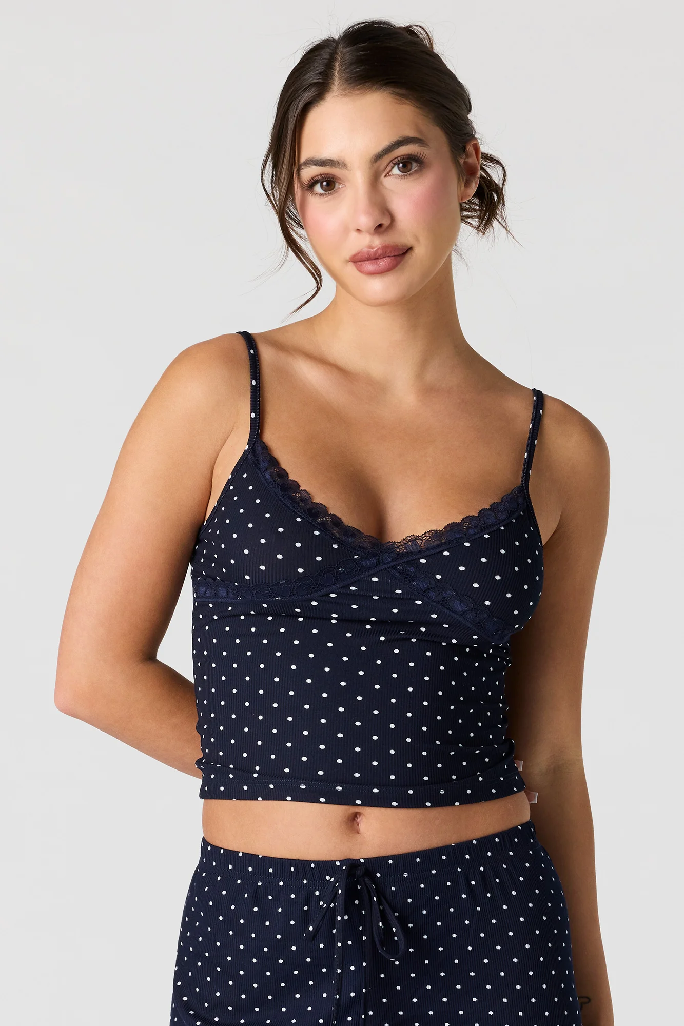 Ribbed Lace Trim Tank & Pant Pajama Set - Image 18