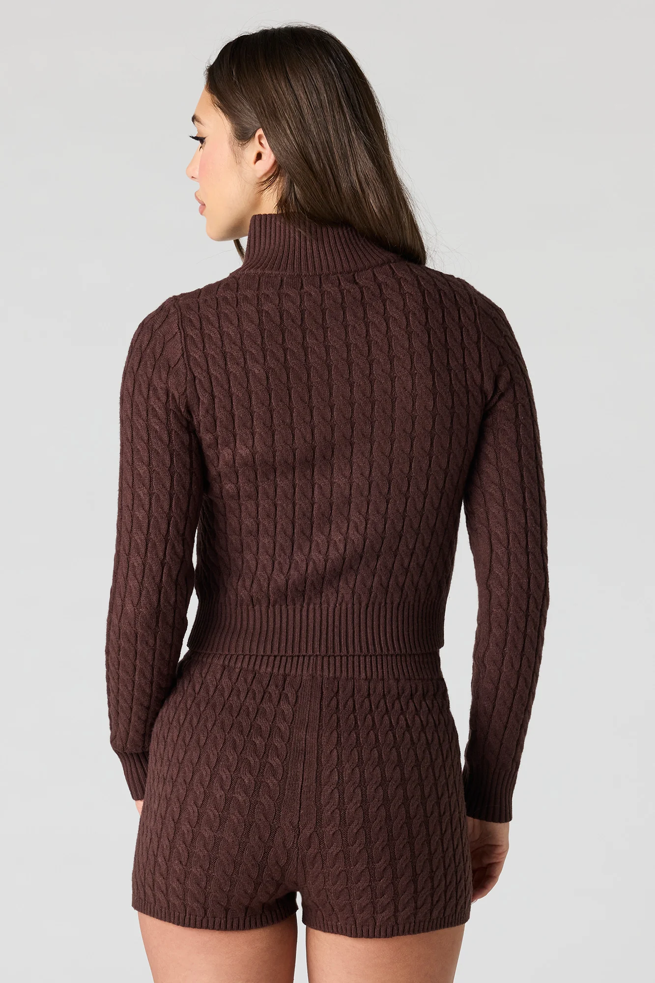 Embroidered Cable Knit 2 Way Zip-Up Sweater - Image 10
