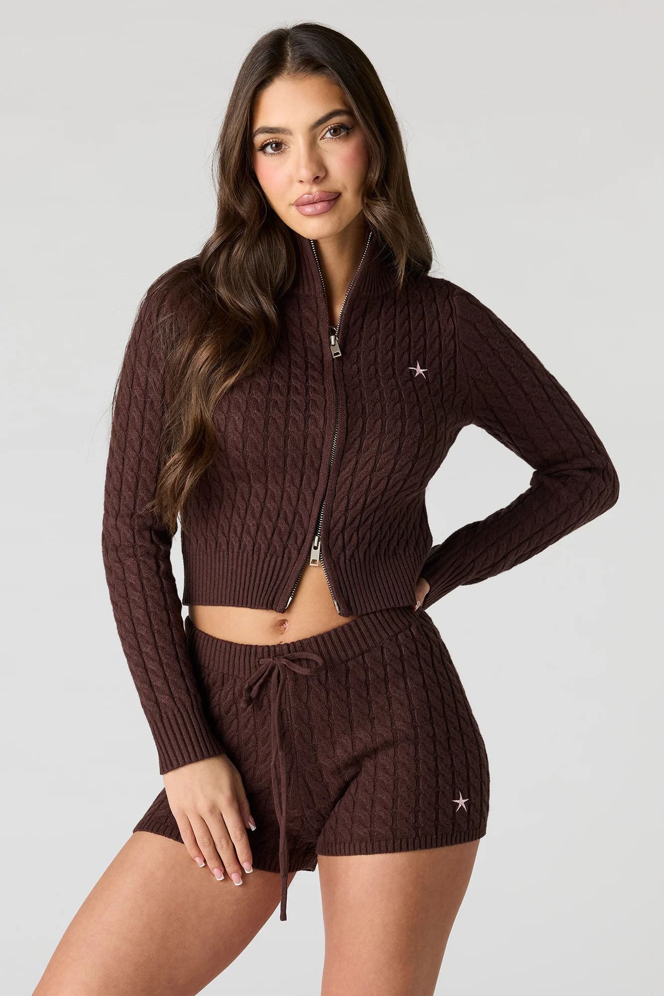 Embroidered Cable Knit Shortie - Image 9