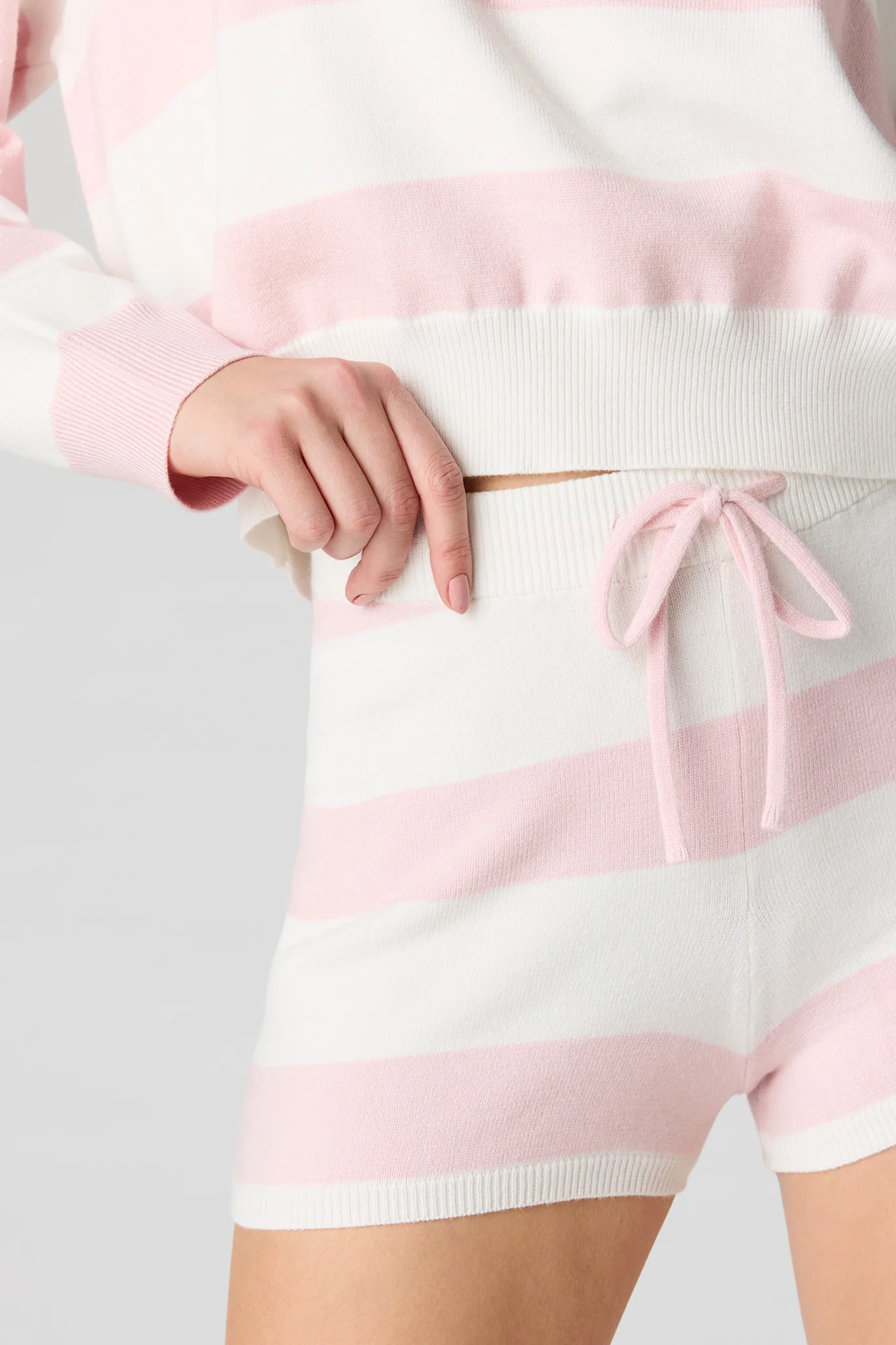 Striped Knit Long Sleeve Top & Short Set - Image 18