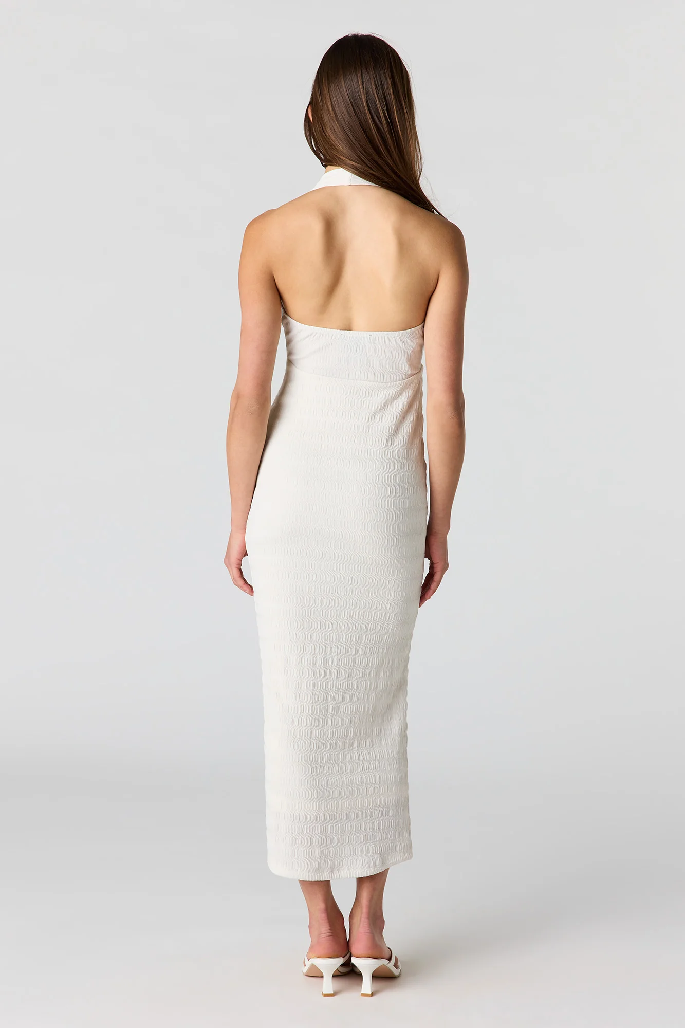 Textured Knit Midi Halter Dress - Image 7