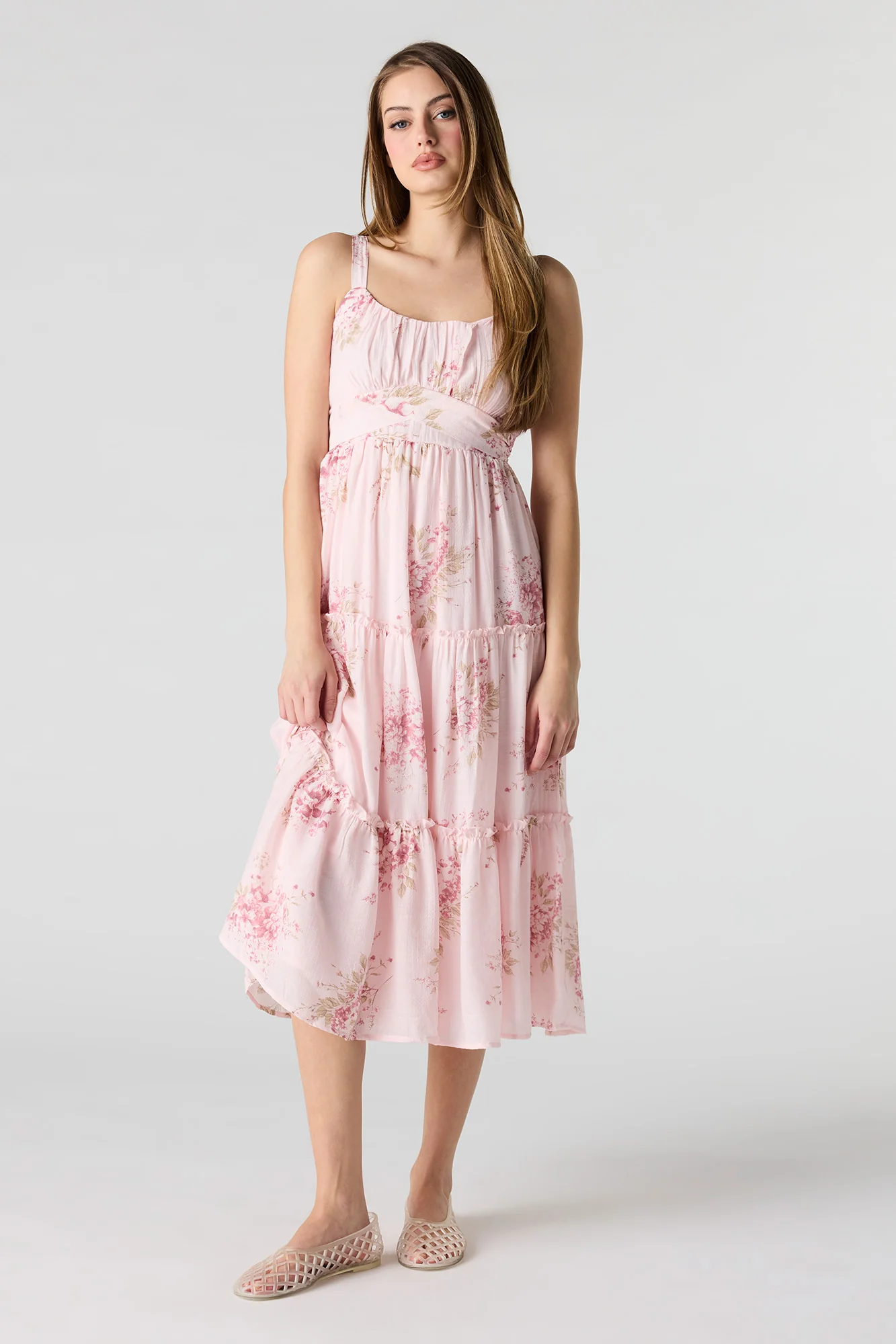Tie Waist Tiered Midi Dress - Image 13