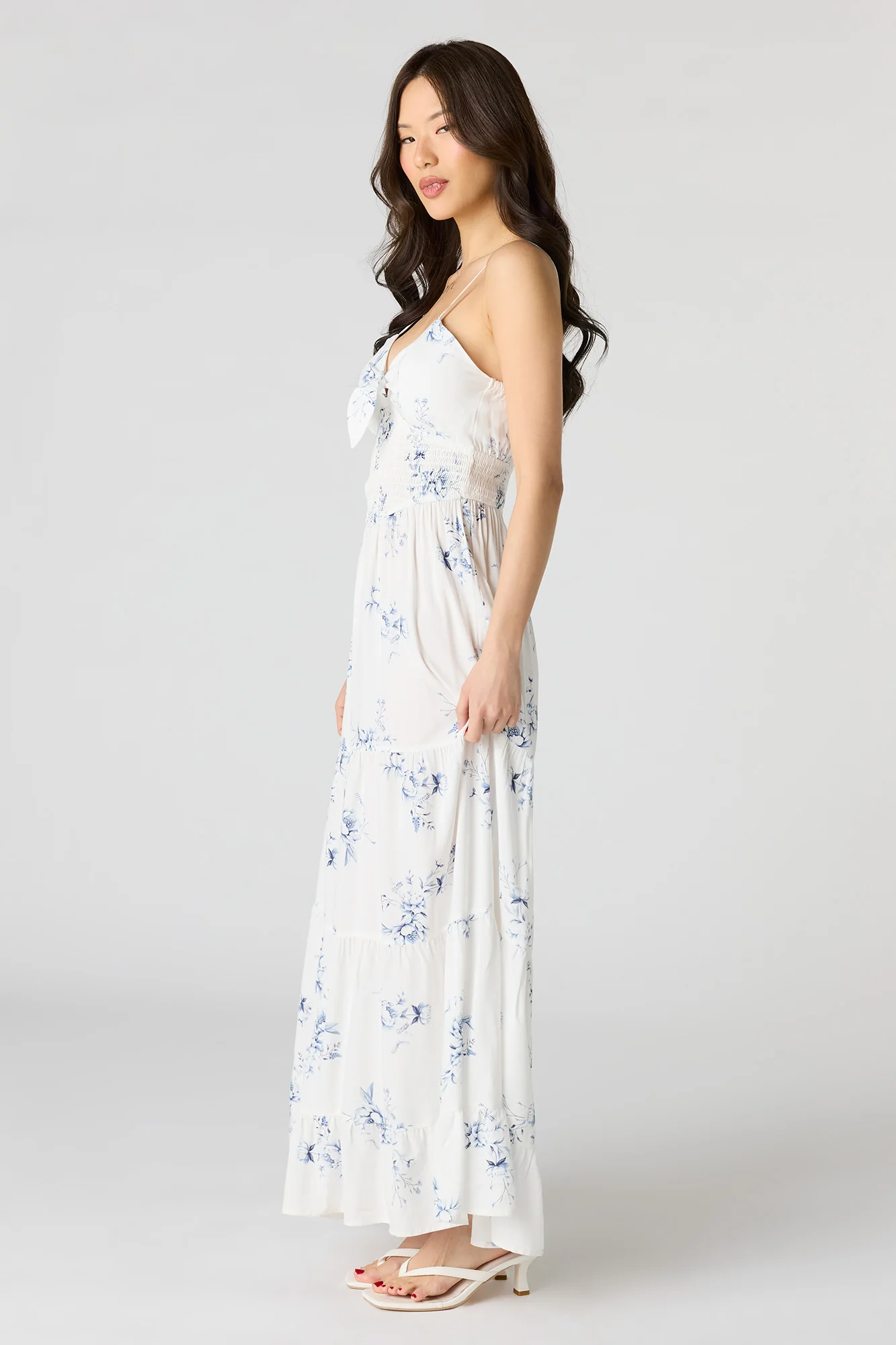 Floral Bow Front Tiered Maxi Dress - Image 5