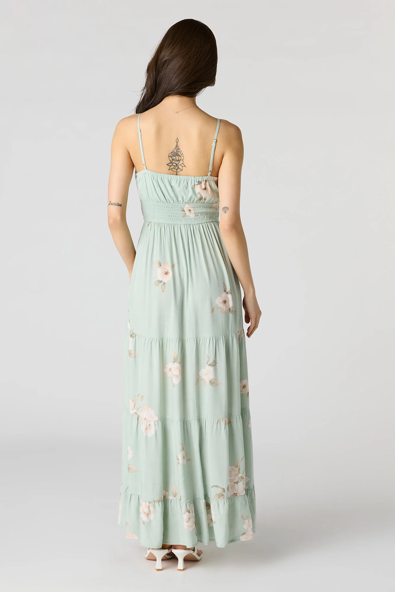 Floral Bow Front Tiered Maxi Dress - Image 9