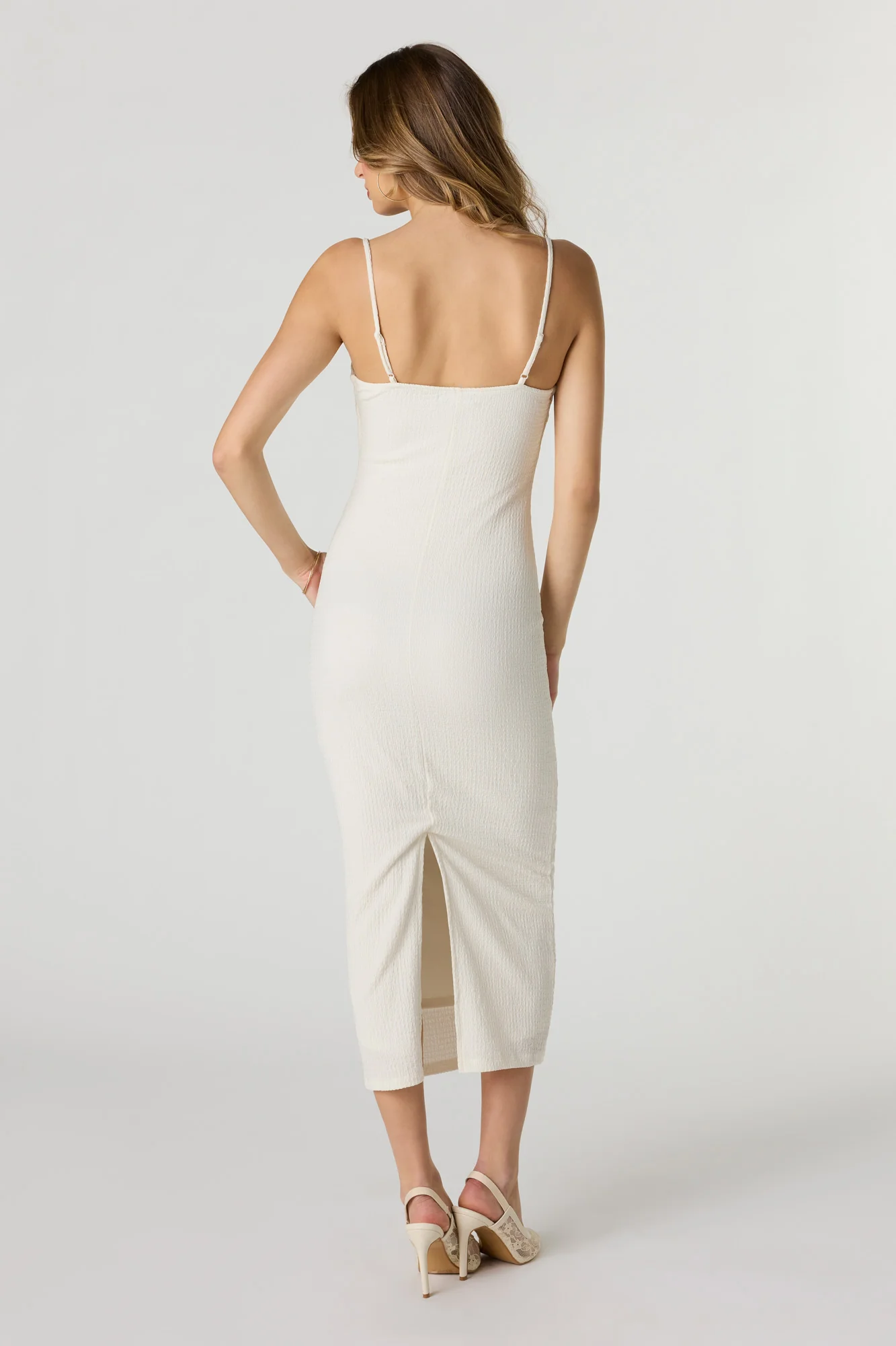 Textured Knit Braless Midi Dress - Image 3