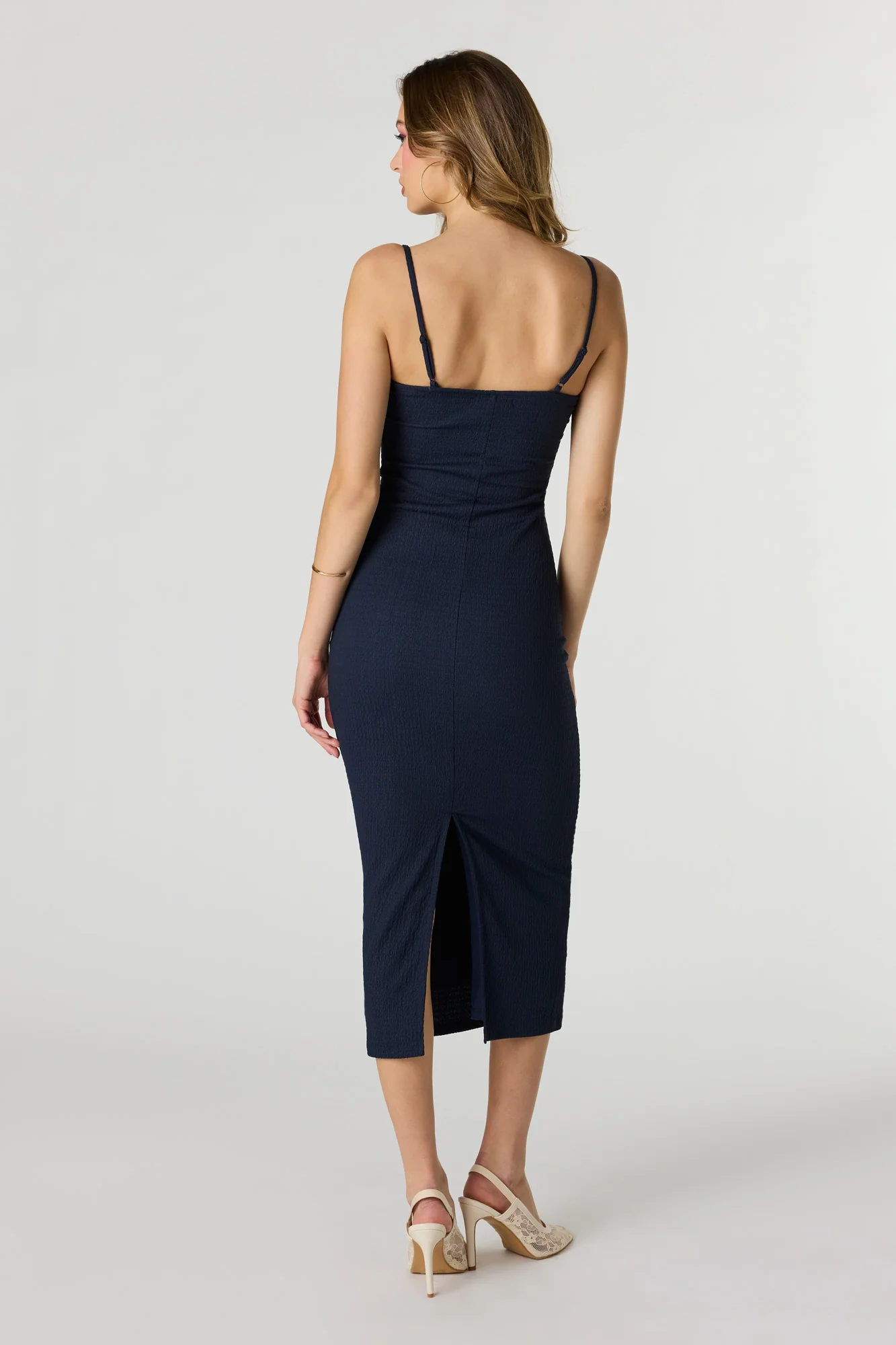 Textured Knit Braless Midi Dress - Image 9