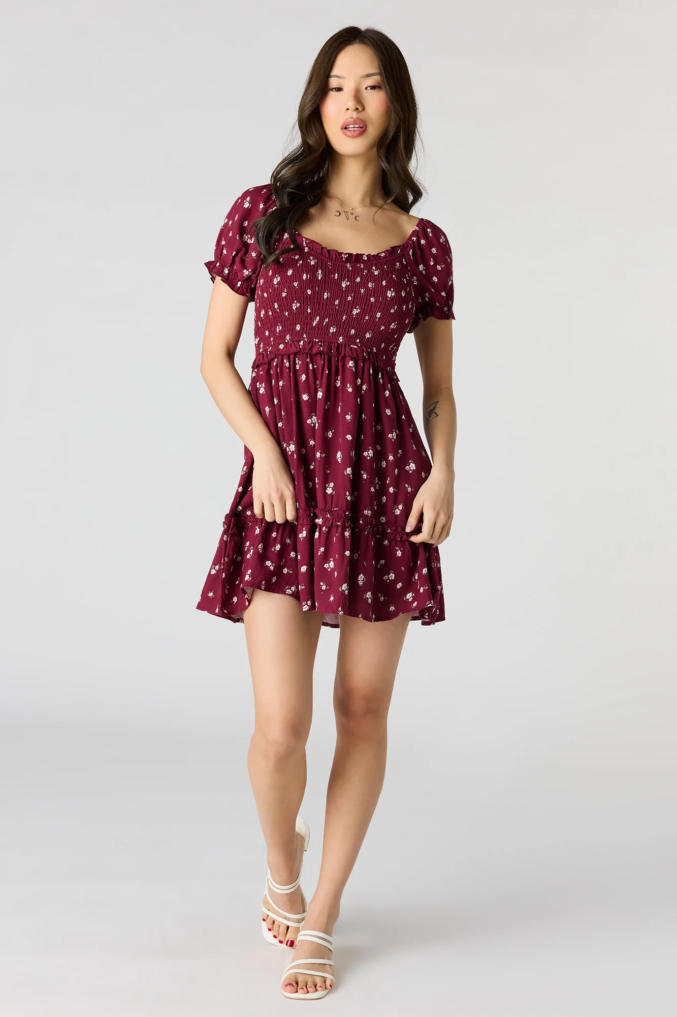 Floral Smocked Ruffle Mini Dress - Image 3