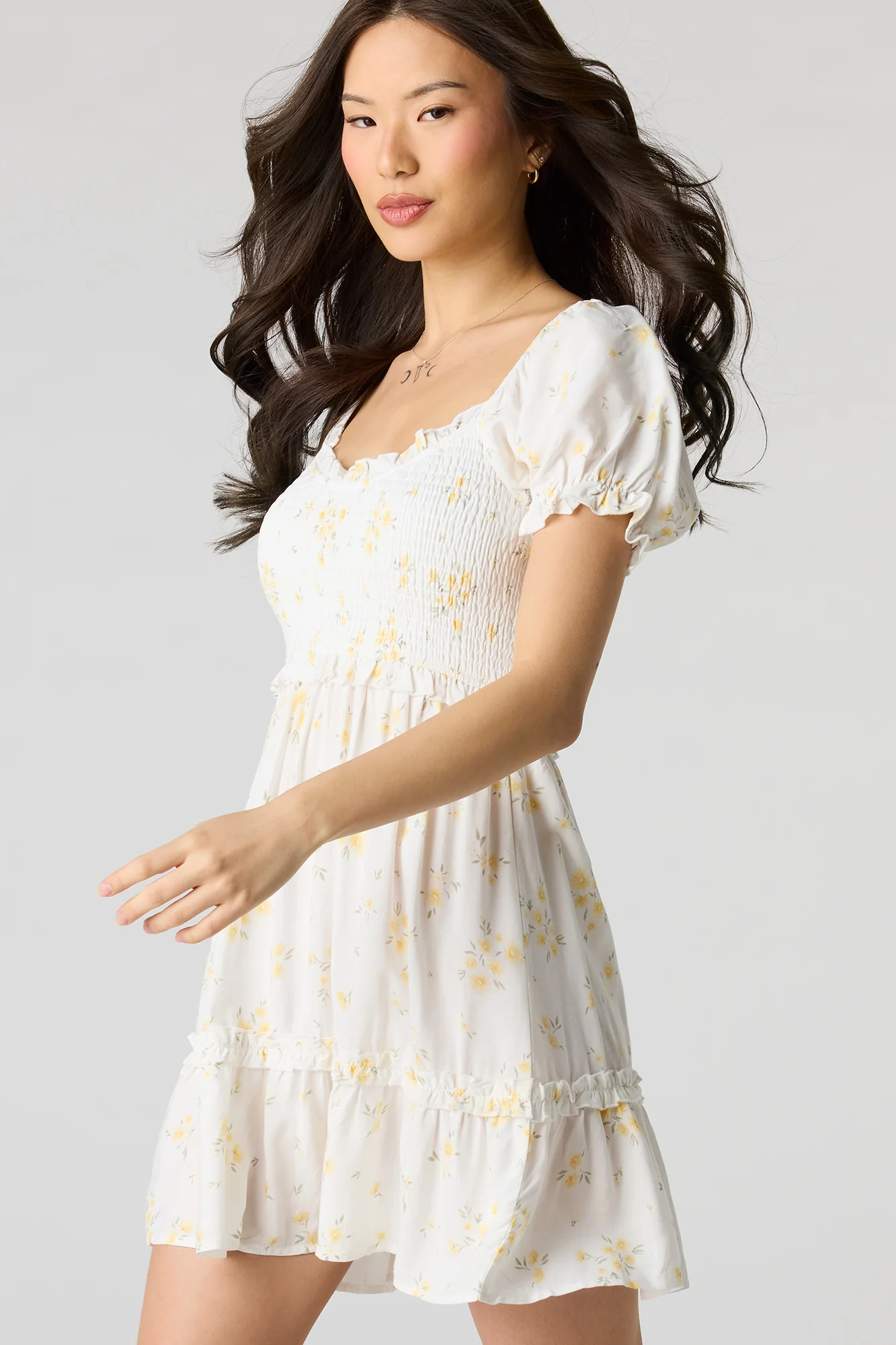 Floral Smocked Ruffle Mini Dress - Image 4