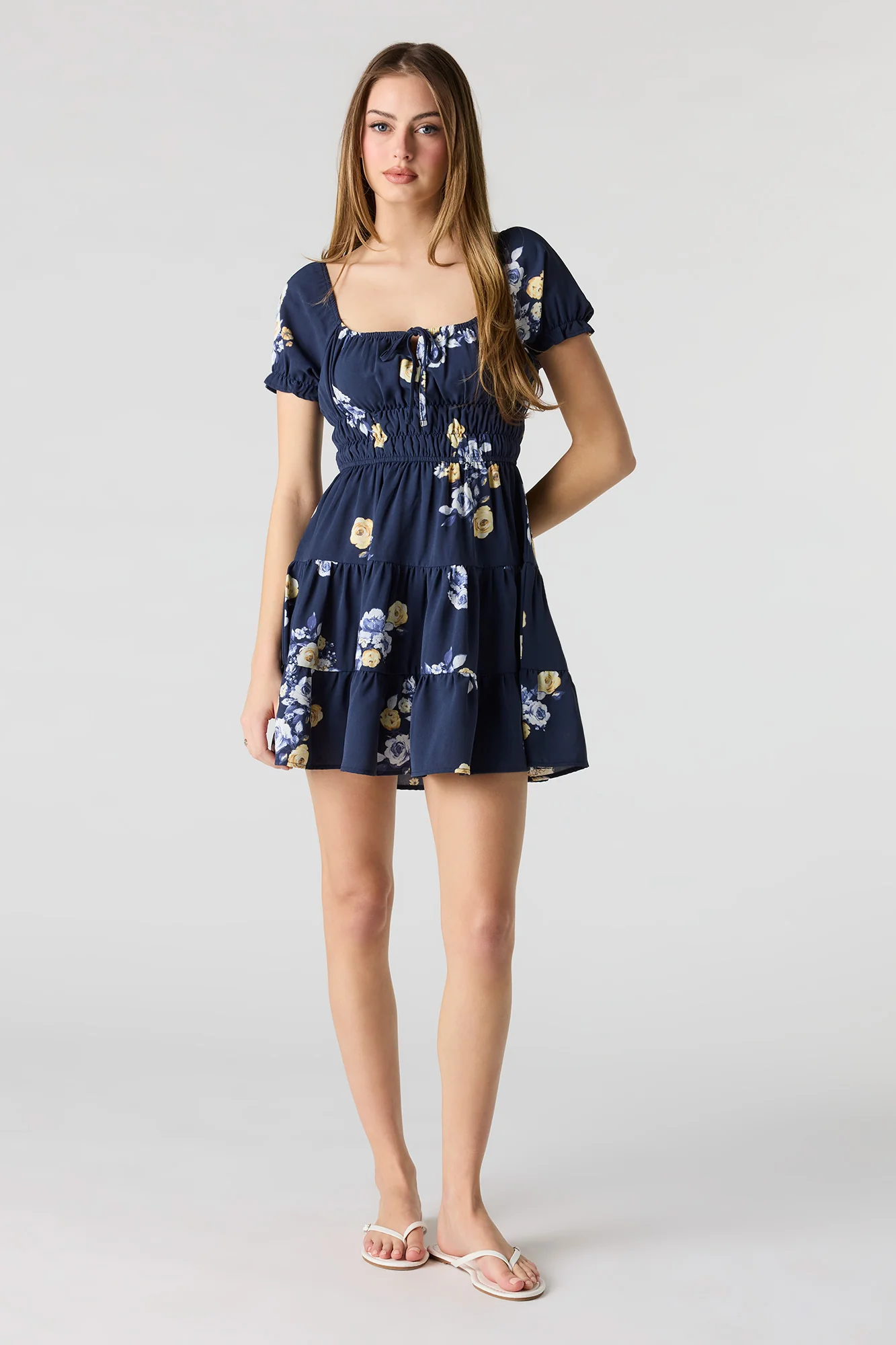 Short Puff Sleeve Tiered Mini Dress - Image 15