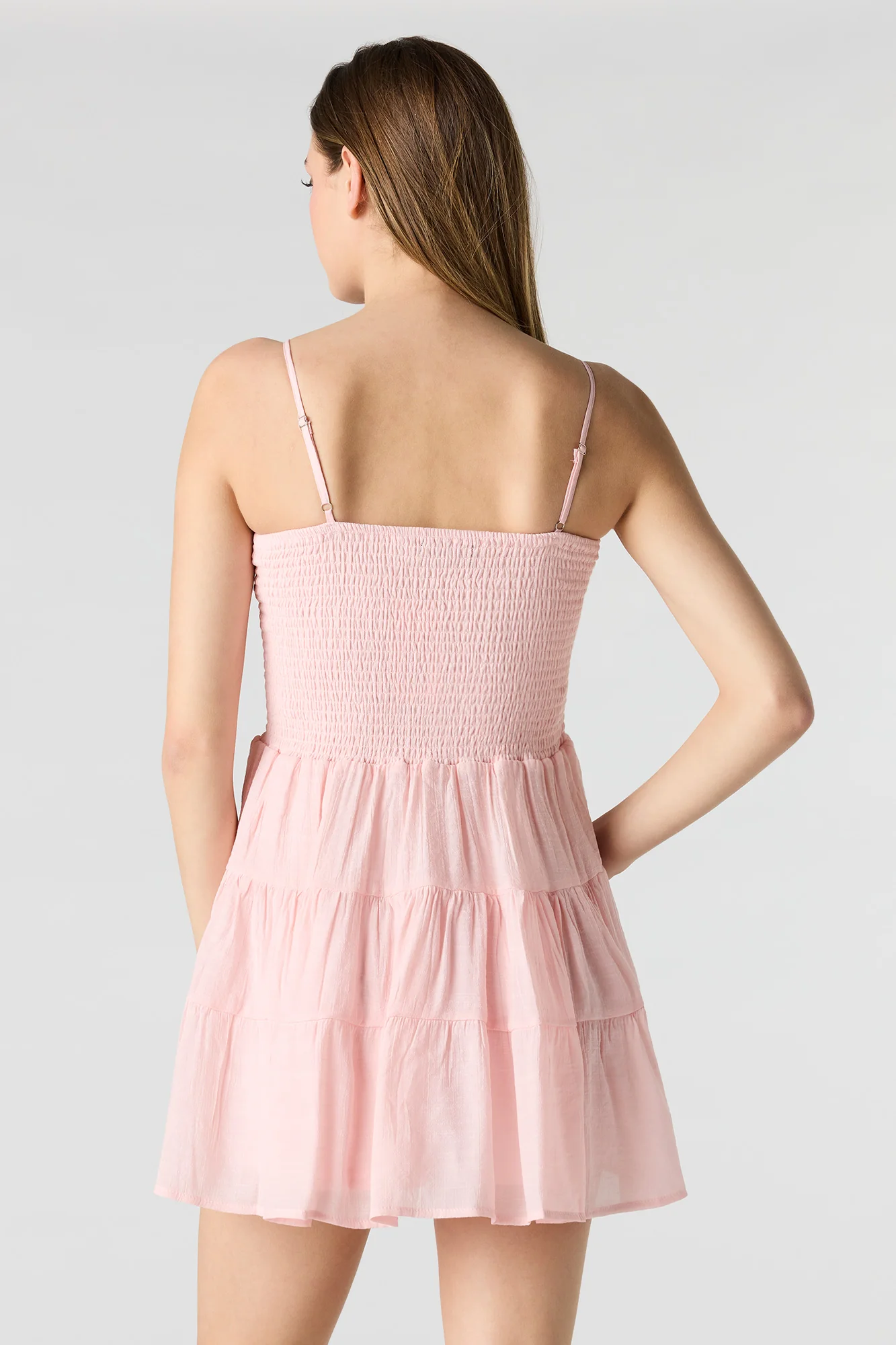 Smocked Tiered Mini Dress - Image 11
