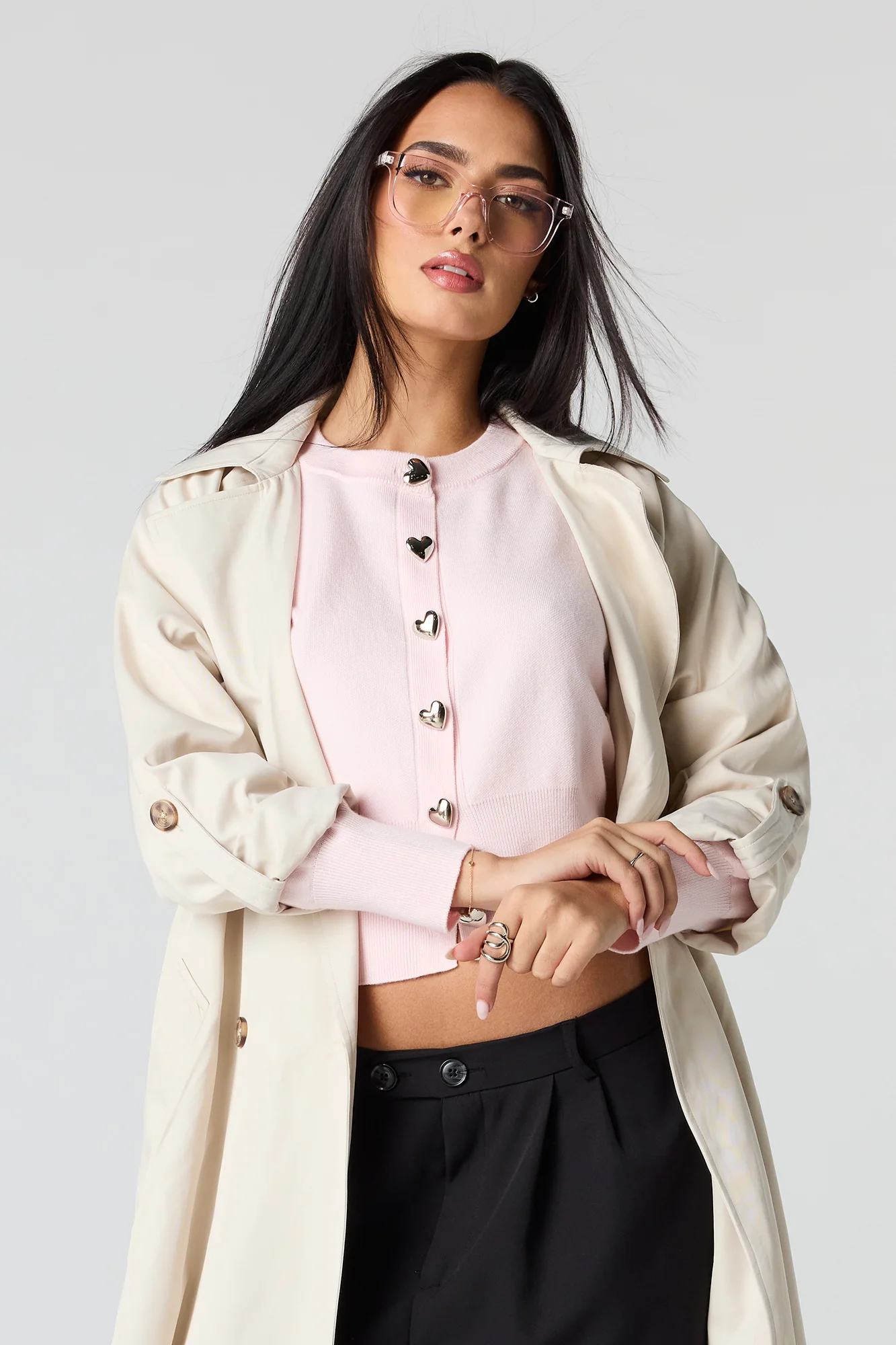 Heart Button Front Cardigan - Image 4