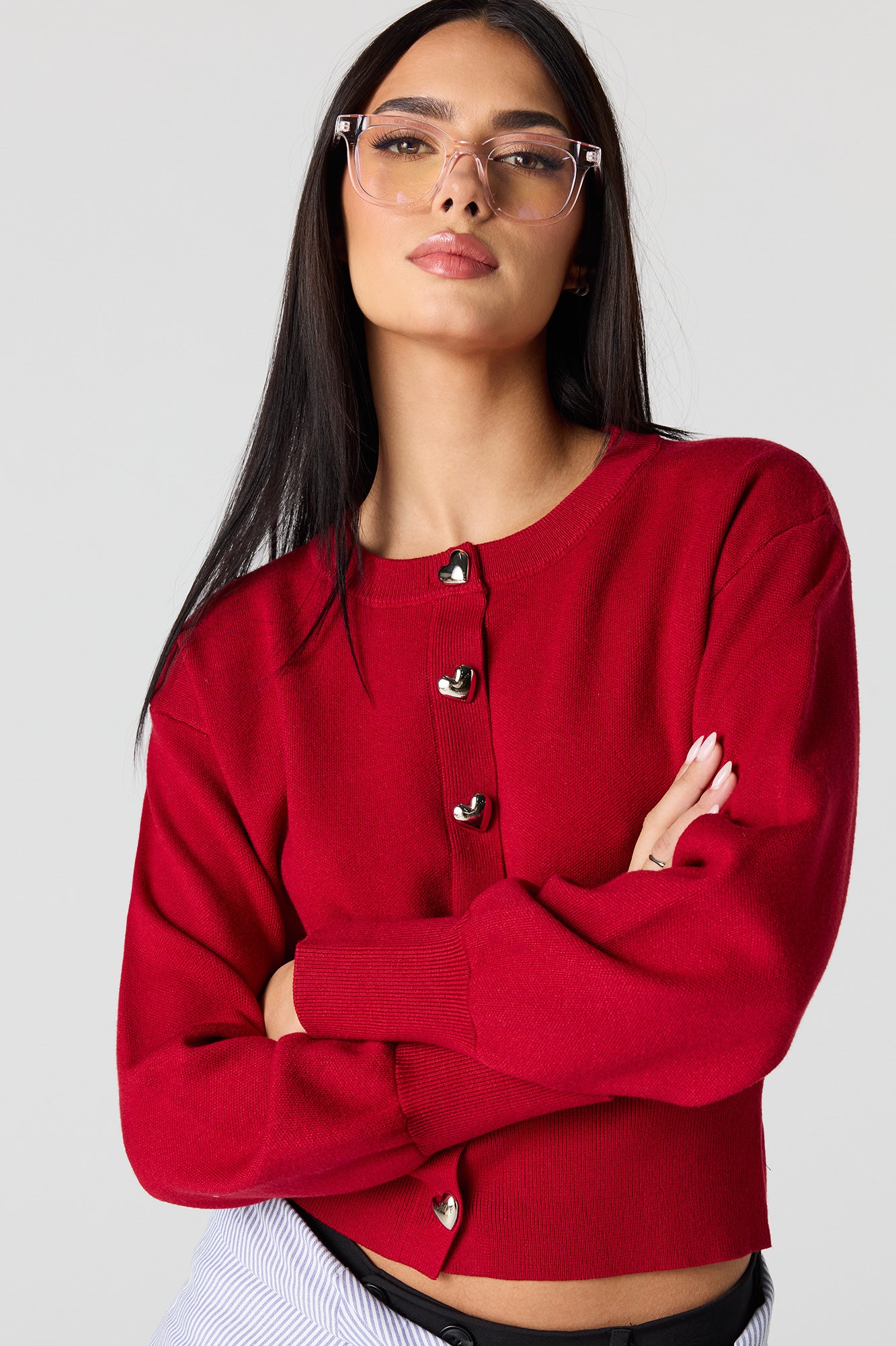 Heart Button Front Cardigan - Image 5
