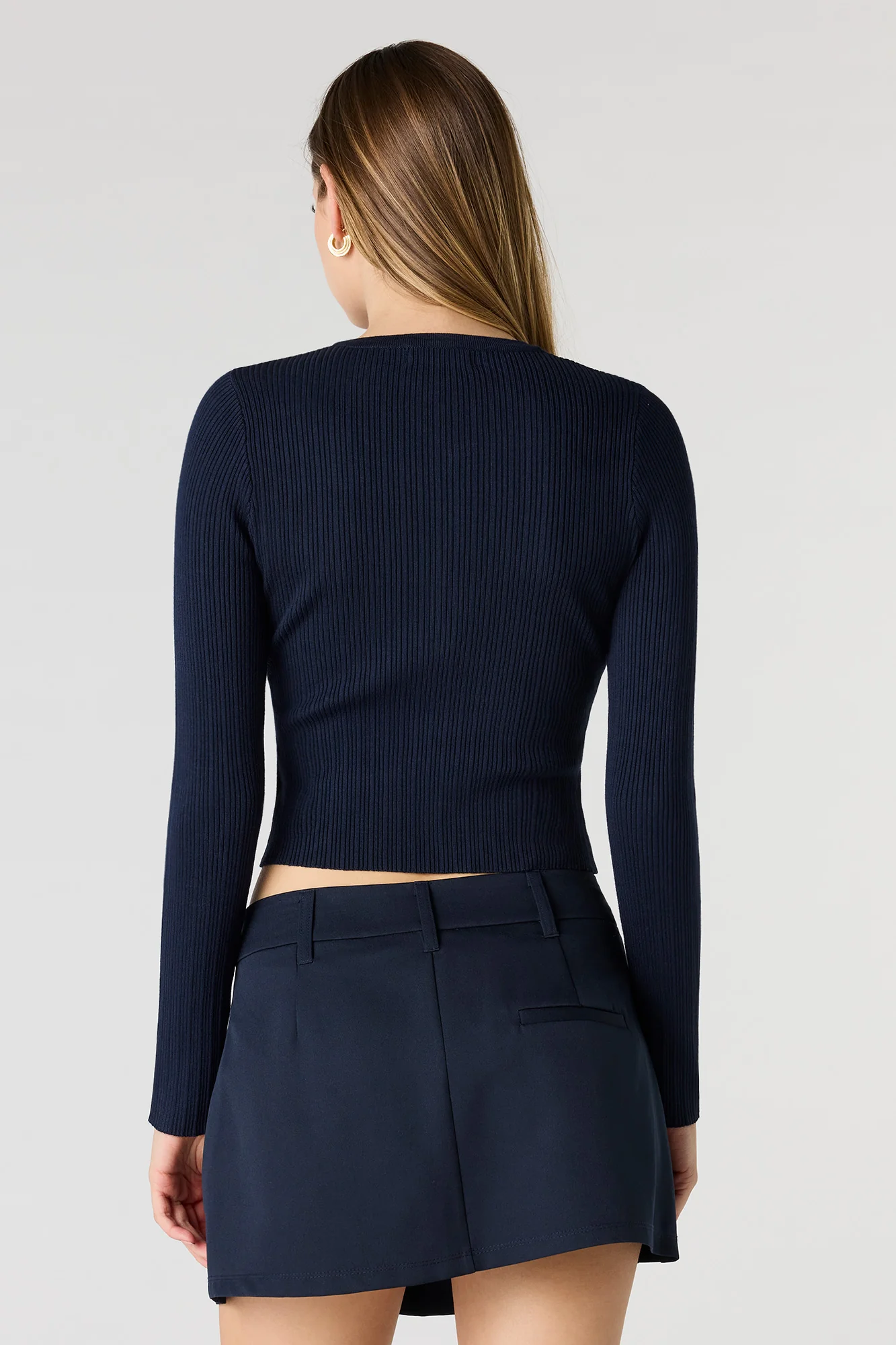 Ribbed Knit Button Front Cardigan - Image 2