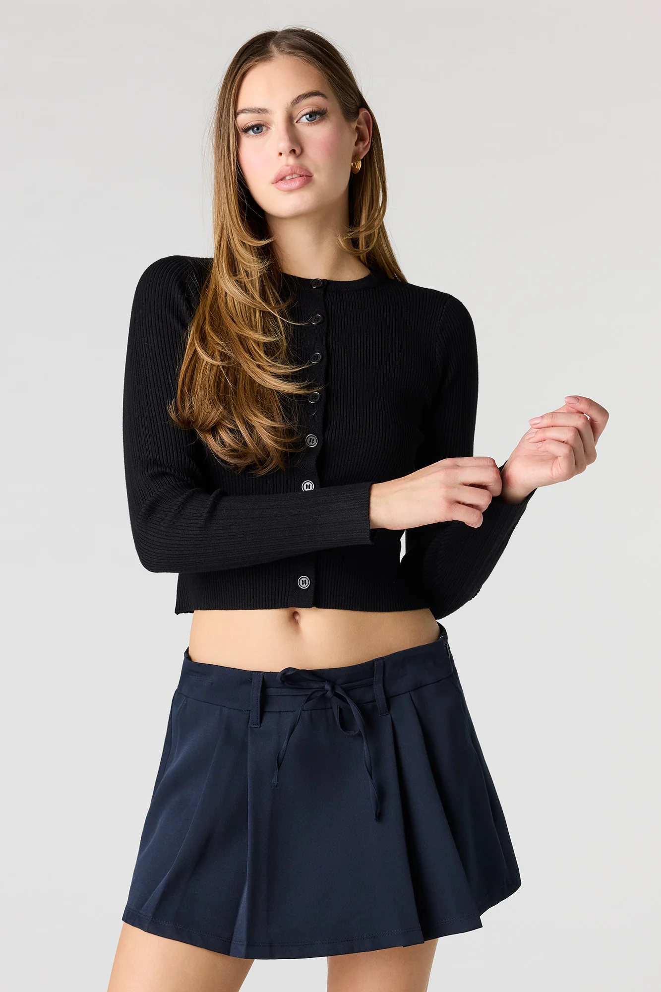 Ribbed Knit Button Front Cardigan - Image 5