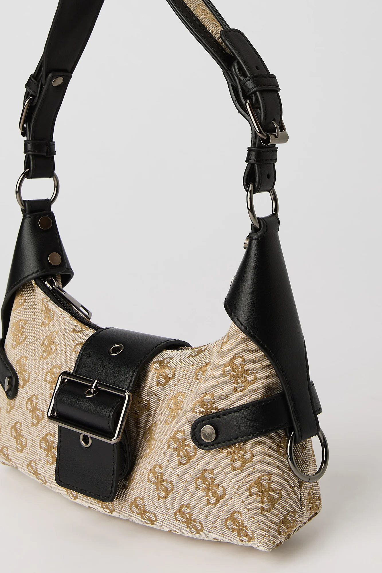 Faux Leather Contrast Shoulder Bag - Image 9