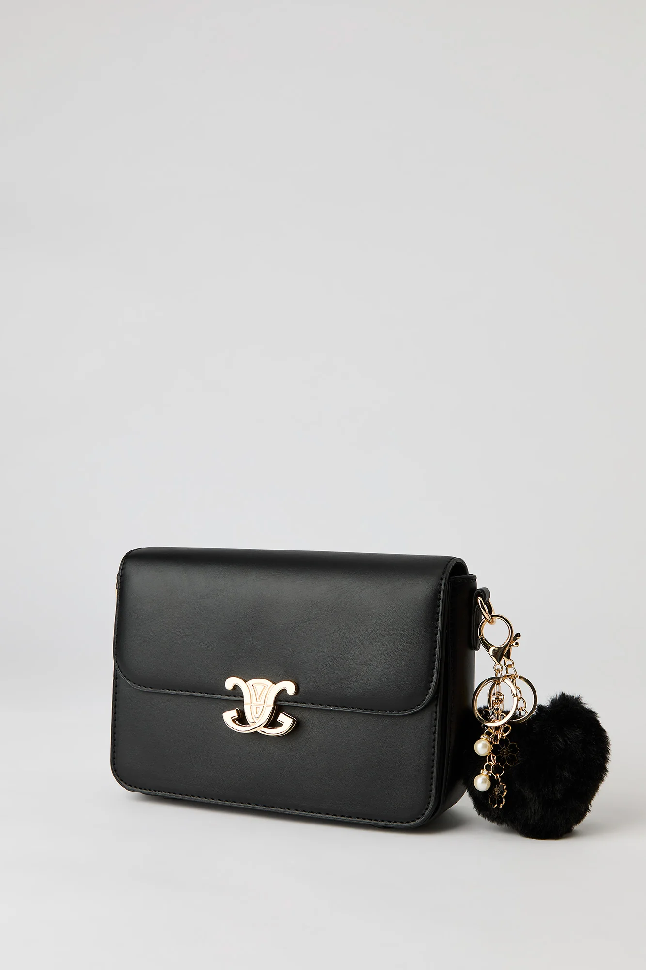 Faux Leather Crossbody Bag with Keychain - Image 6