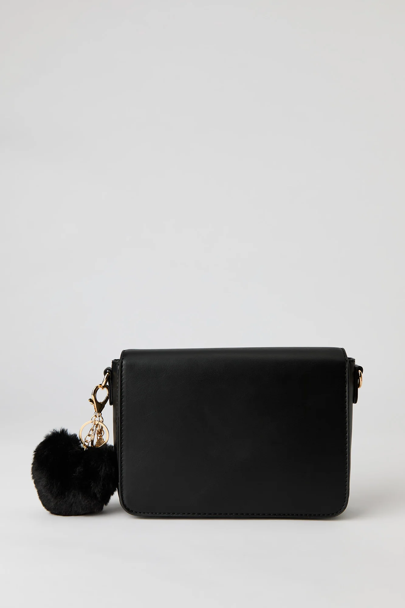 Faux Leather Crossbody Bag with Keychain - Image 8