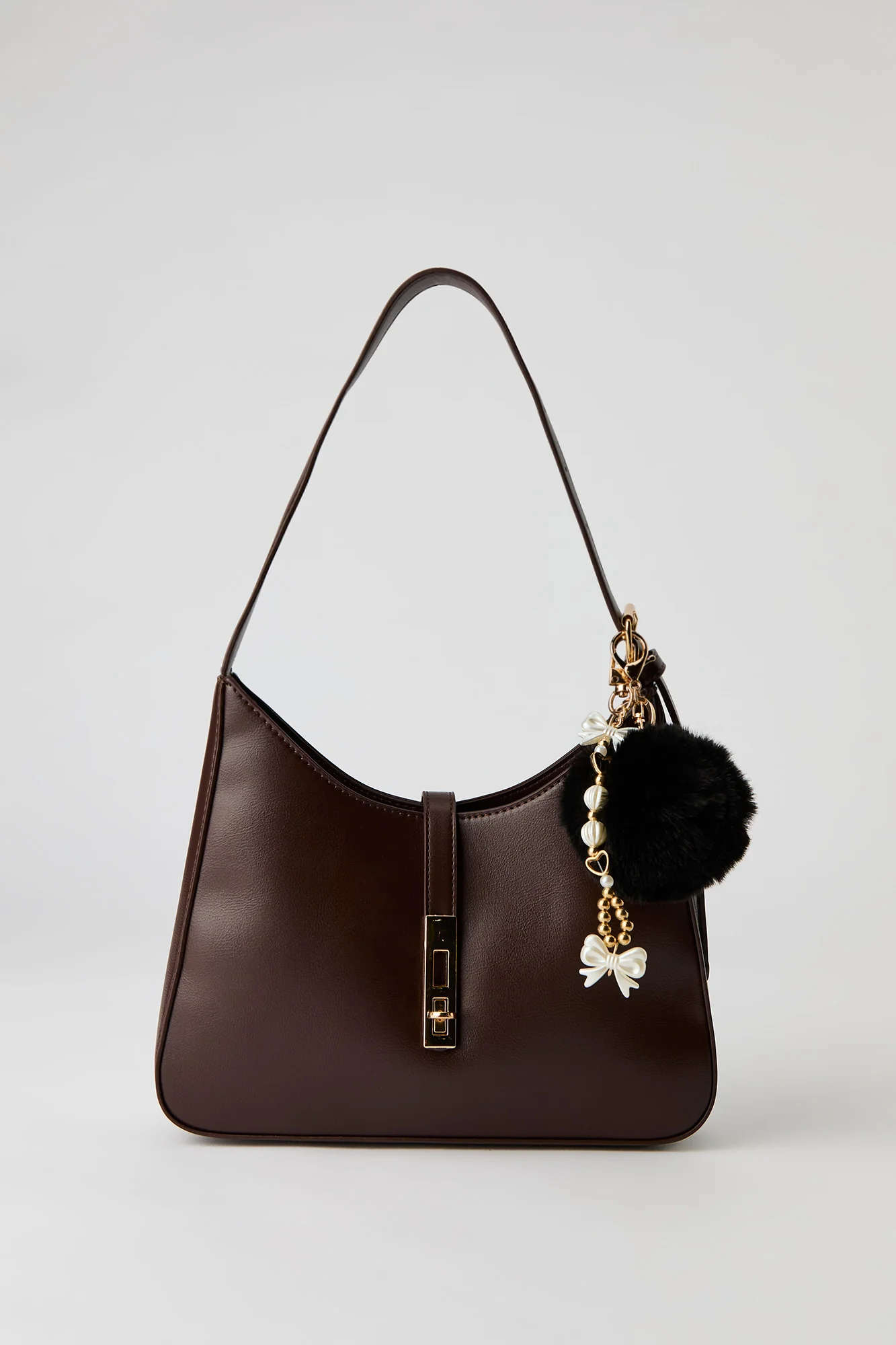 Large Crescent Shoulder Bag with Keychain - Image 8