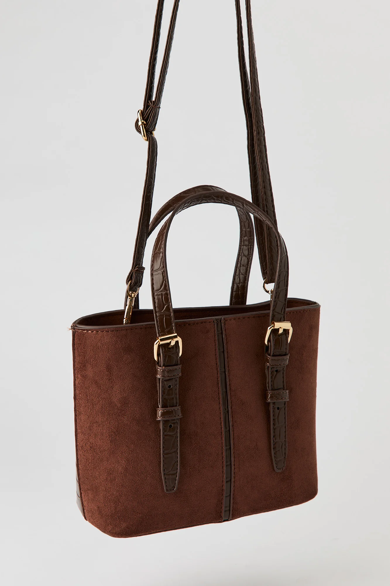 Faux Suede Handle Bag - Image 3