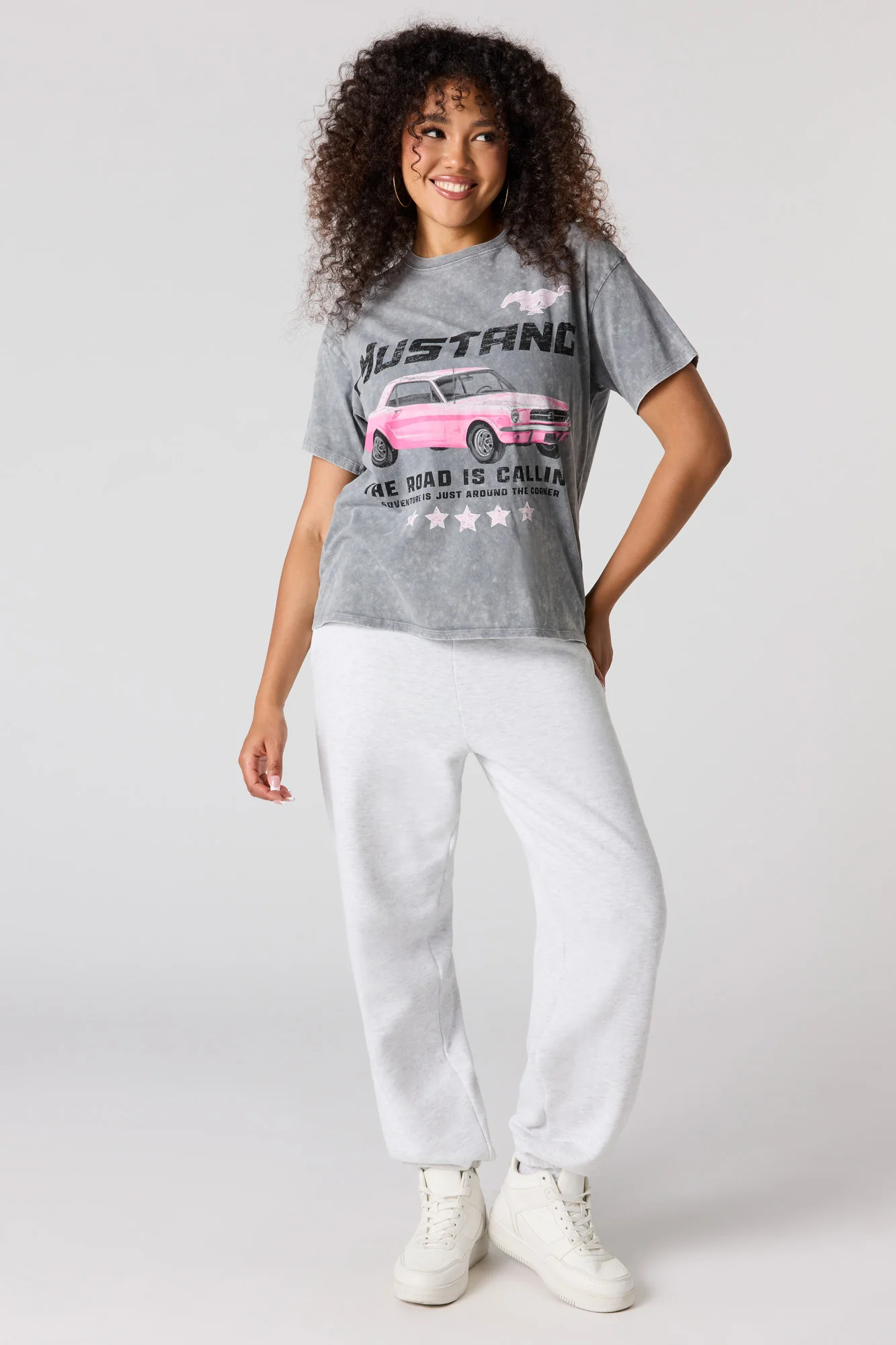 Ford Mustang Graphic Washed Boyfriend T-Shirt - Image 3