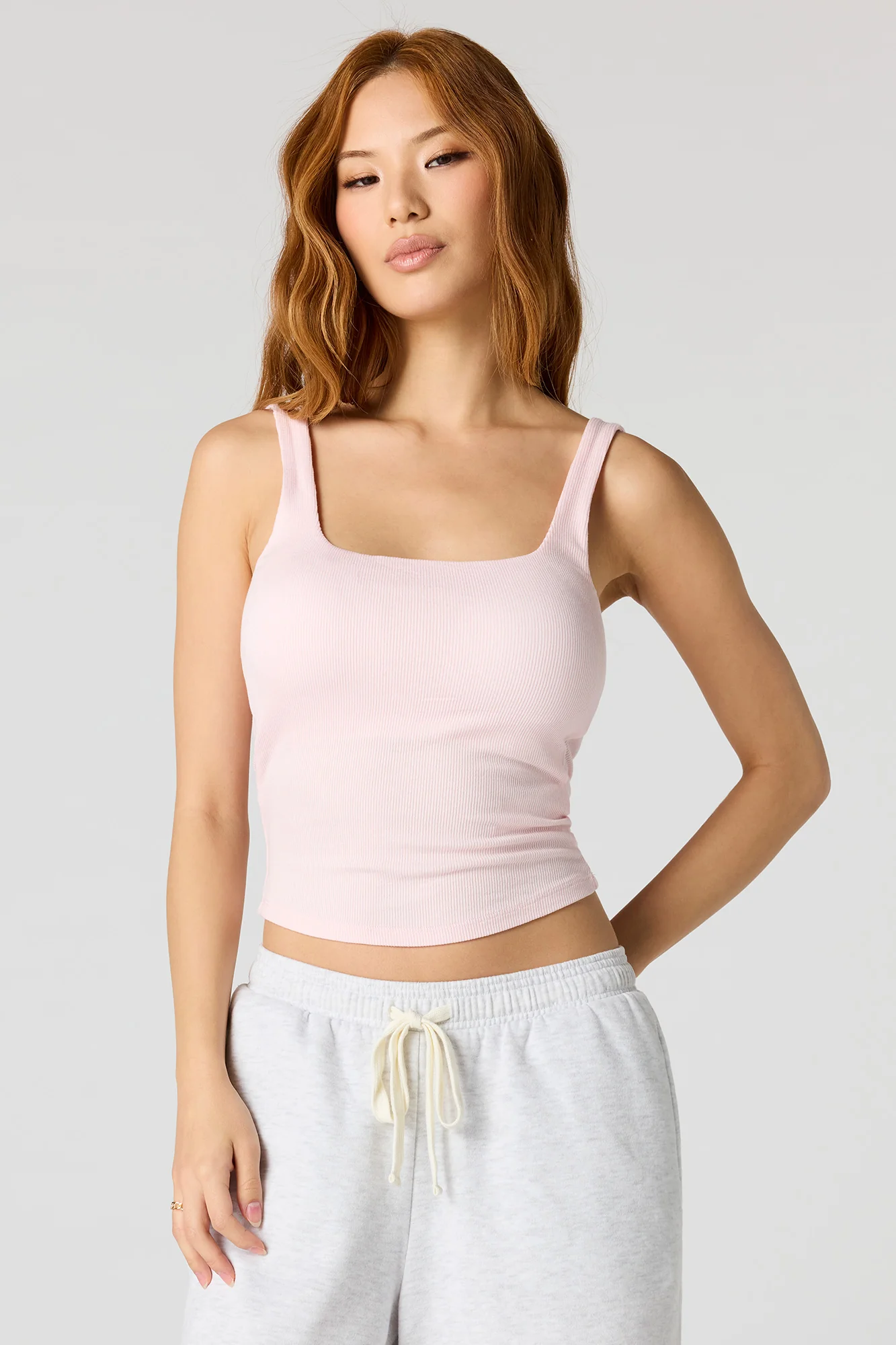 Braless Ribbed Square Neck Tank - Image 20