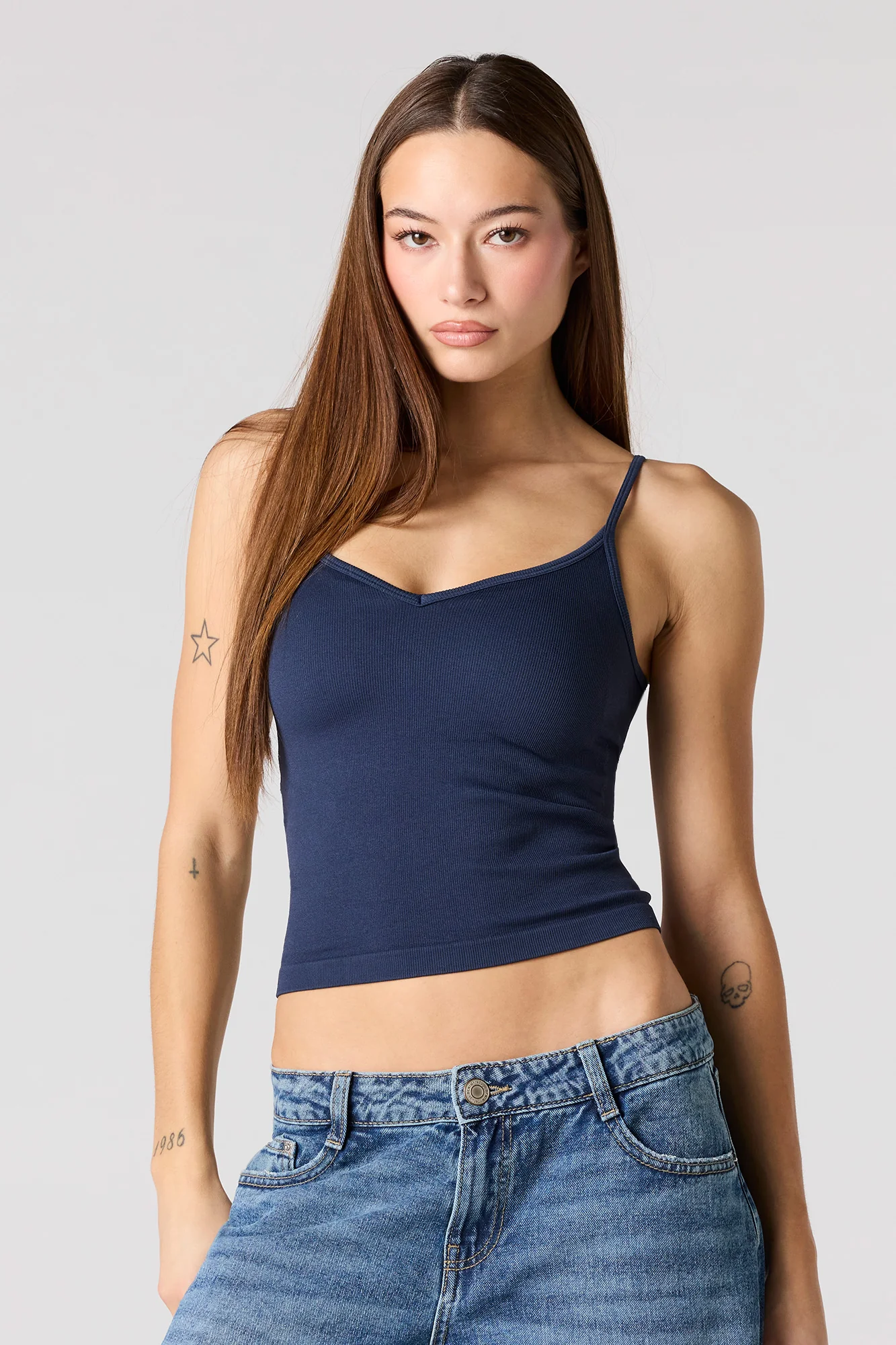 Braless Seamless Ribbed V-Neck Tank - Image 11