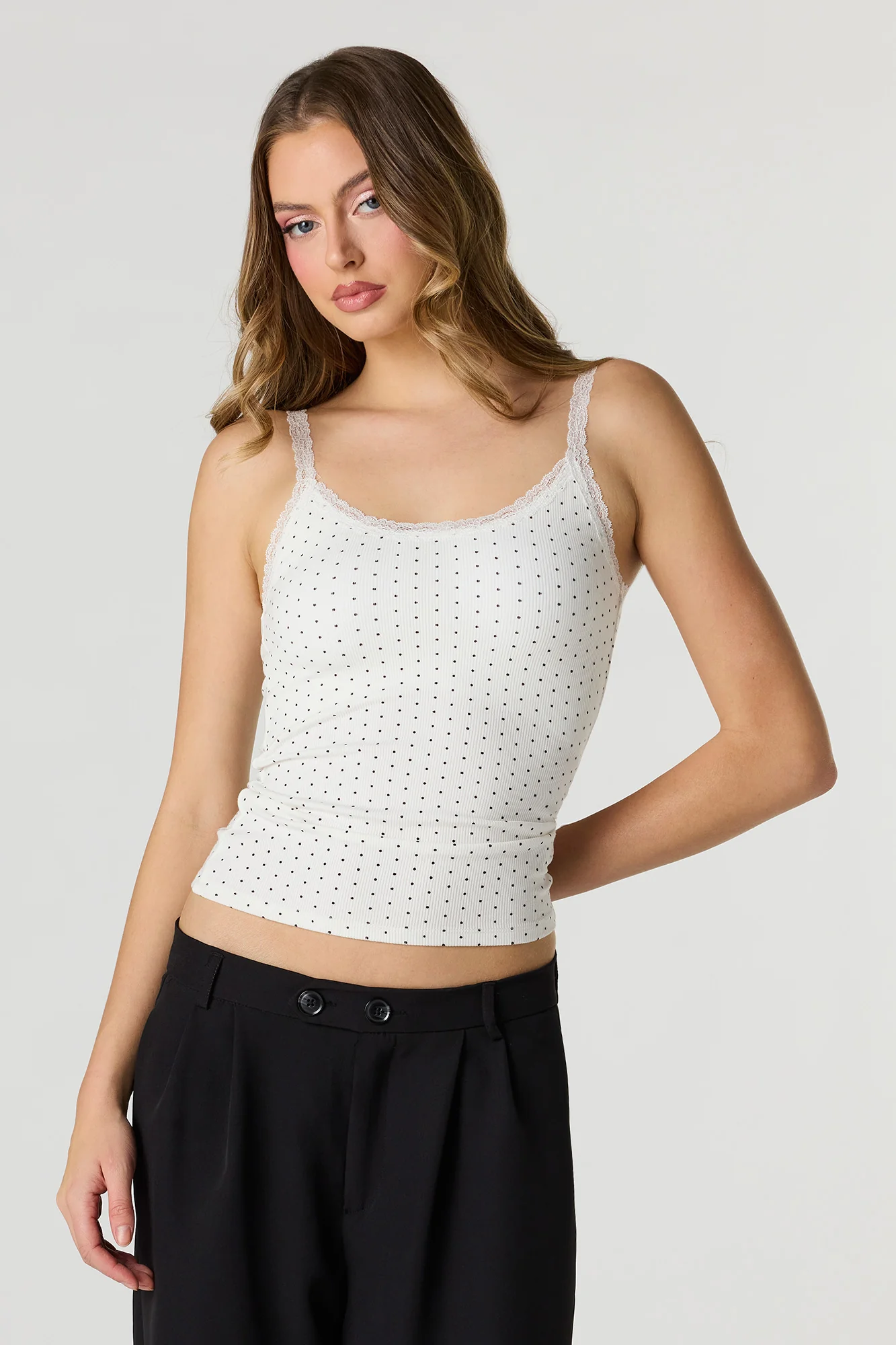 Braless Ribbed Lace Trim Tank - Image 10
