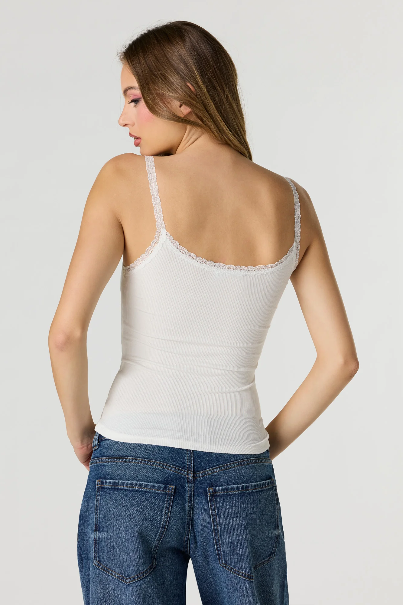 Braless Ribbed Lace Trim Tank - Image 14