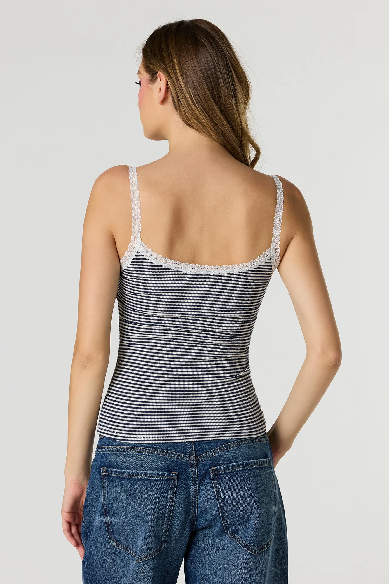 Braless Ribbed Lace Trim Tank - Image 17