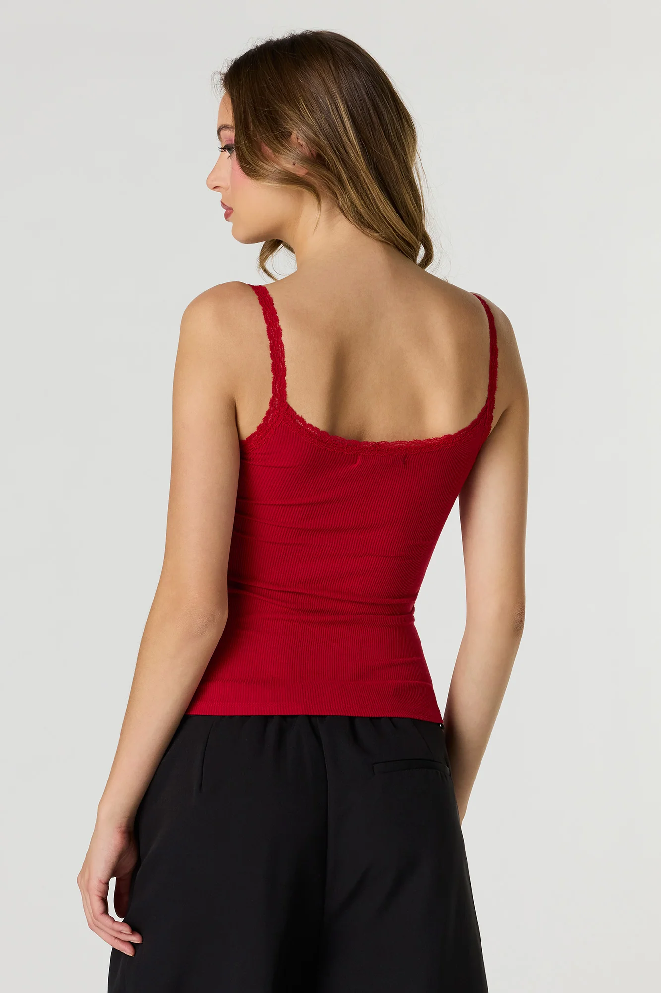 Braless Ribbed Lace Trim Tank - Image 20