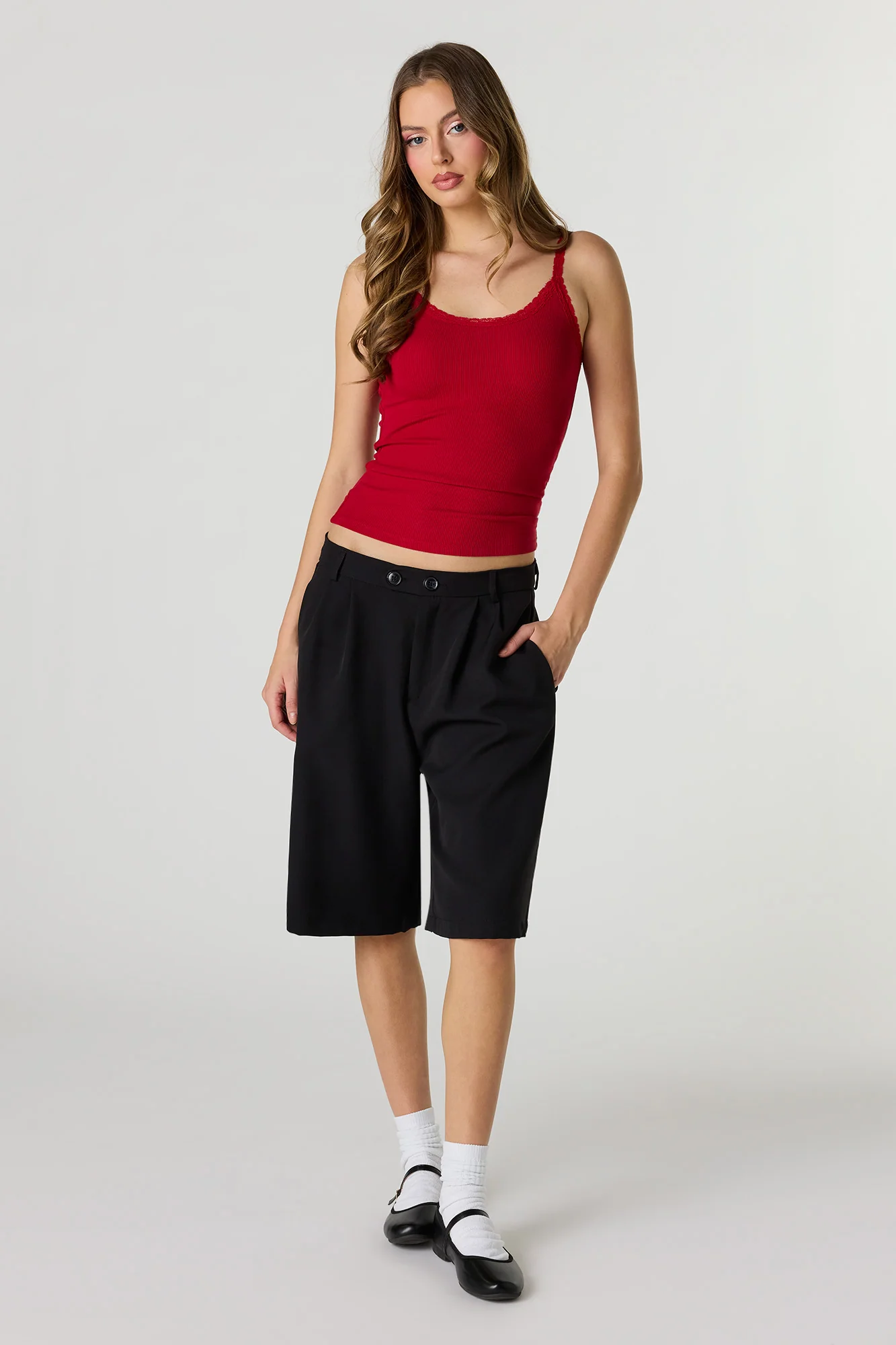 Braless Ribbed Lace Trim Tank - Image 21