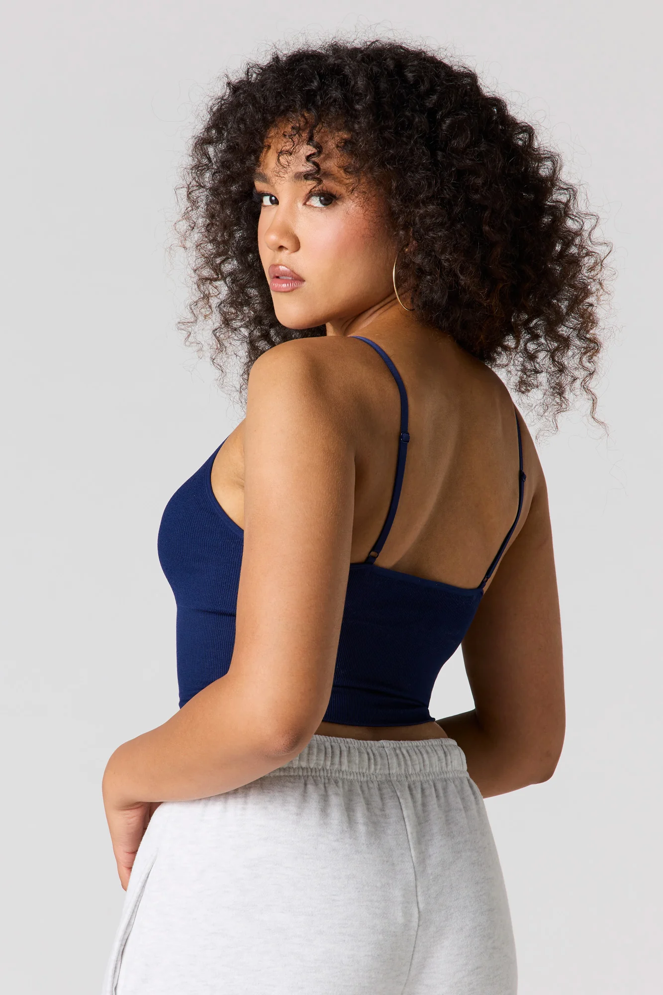 Seamless Ribbed V-Neck Braless Tank - Image 2