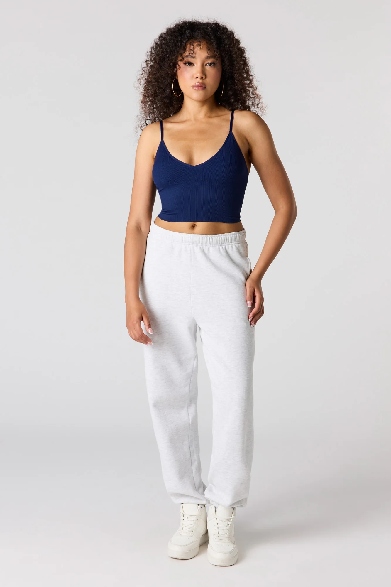 Seamless Ribbed V-Neck Braless Tank - Image 3