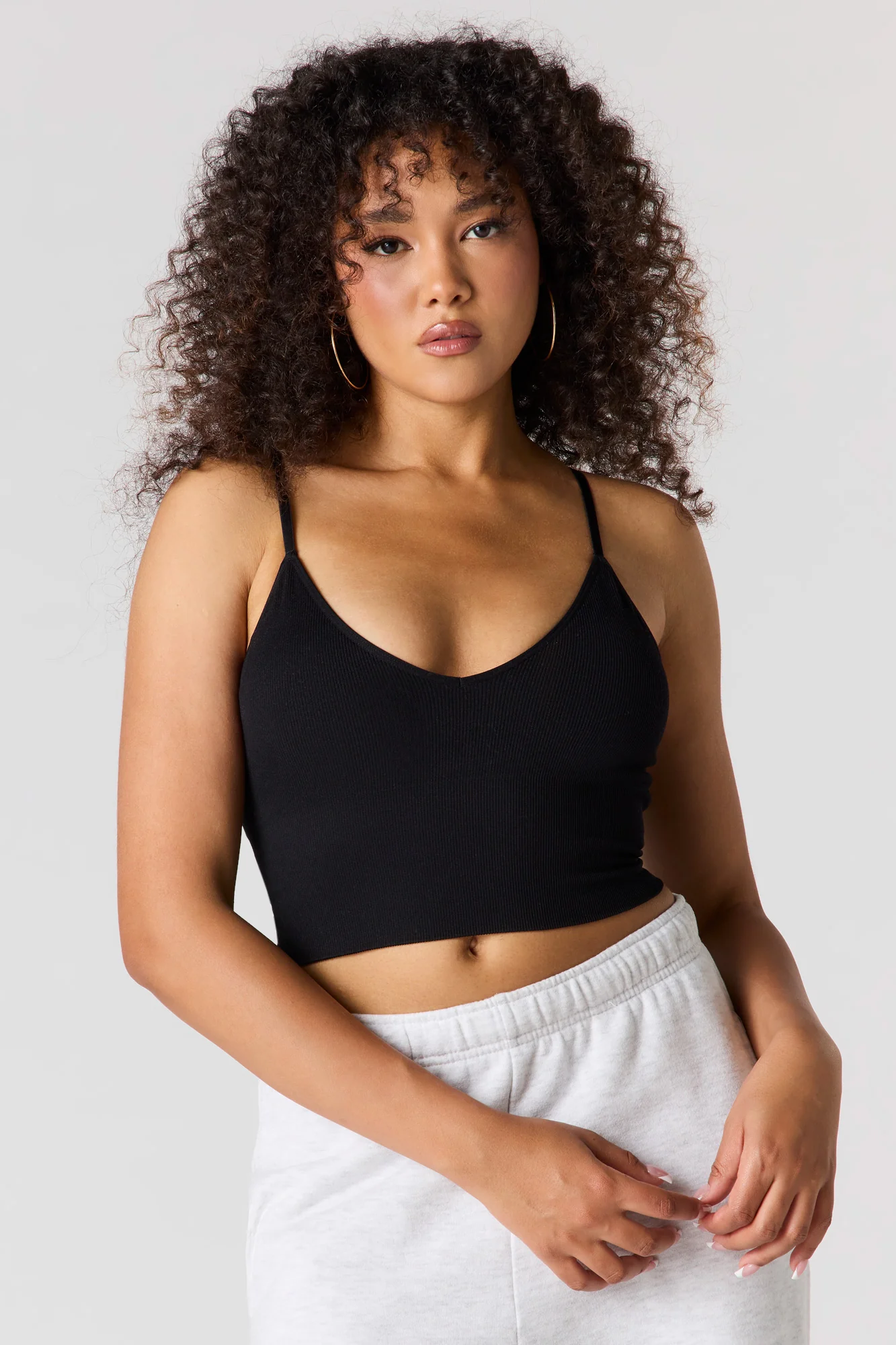 Seamless Ribbed V-Neck Braless Tank - Image 4
