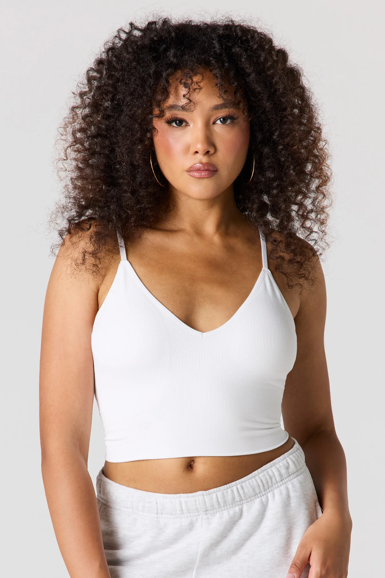 Seamless Ribbed V-Neck Braless Tank - Image 7