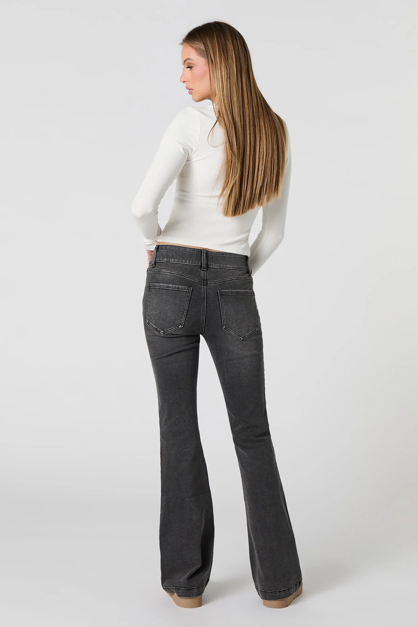 Low Rise Flare Washed Black Jean - Image 3