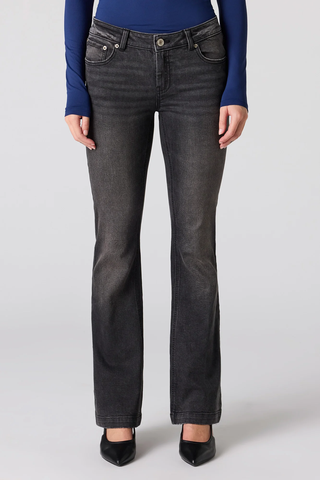 Stretch Low Rise Flare Black Jean - Image 2