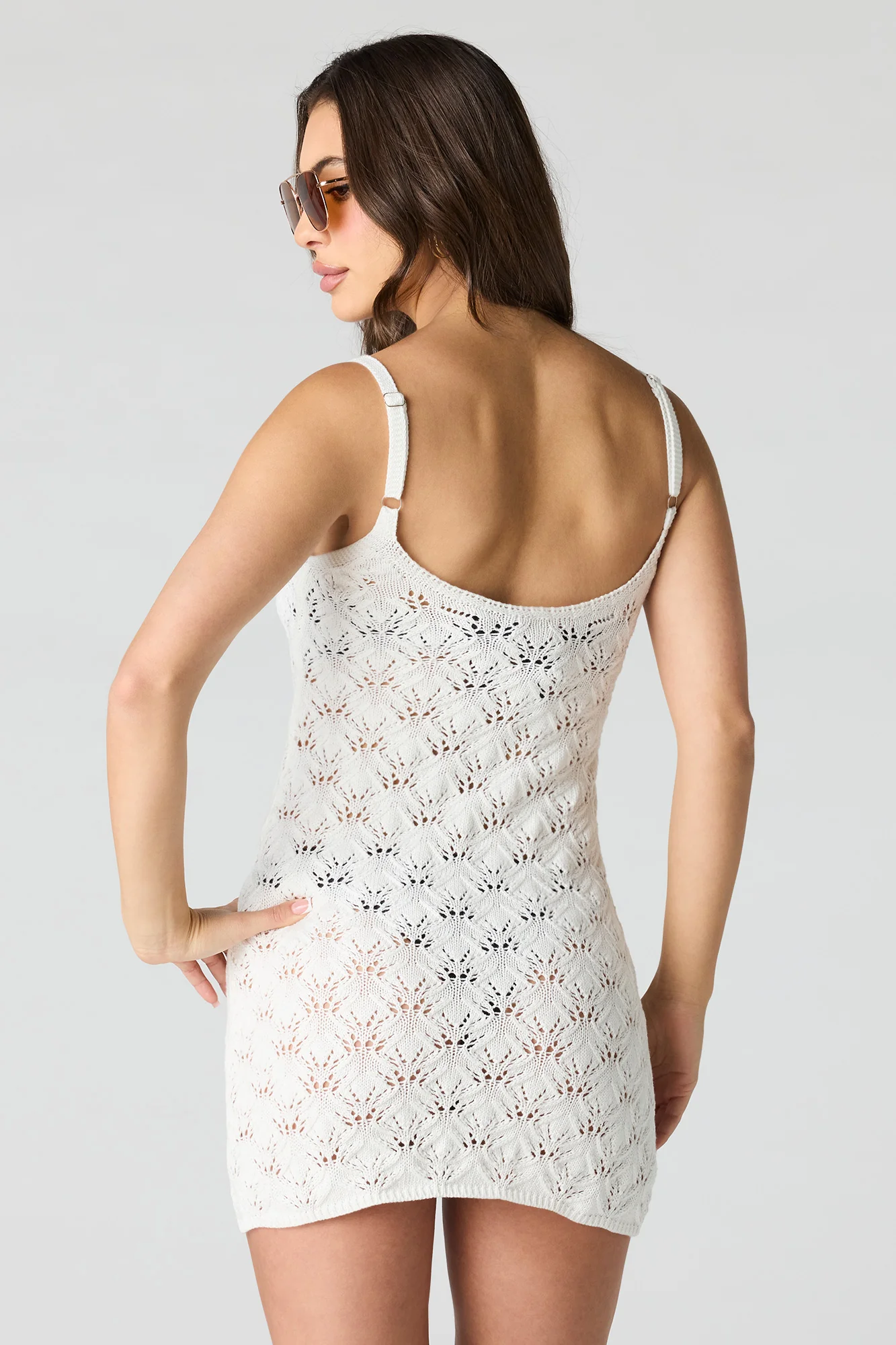 Crochet Scoop Neck Swim Cover Up Dress - Image 8
