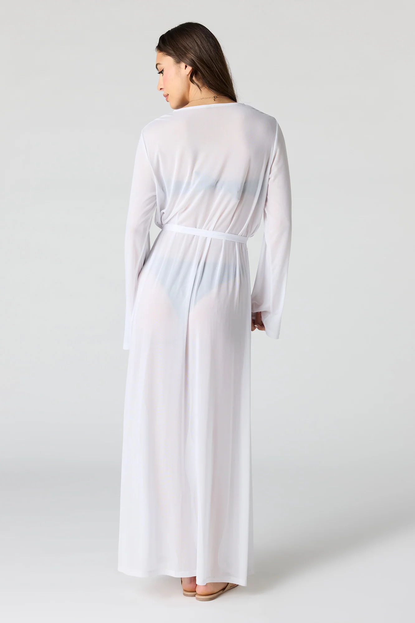 Self Tie Maxi Swim Cover Up Kimono - Image 9