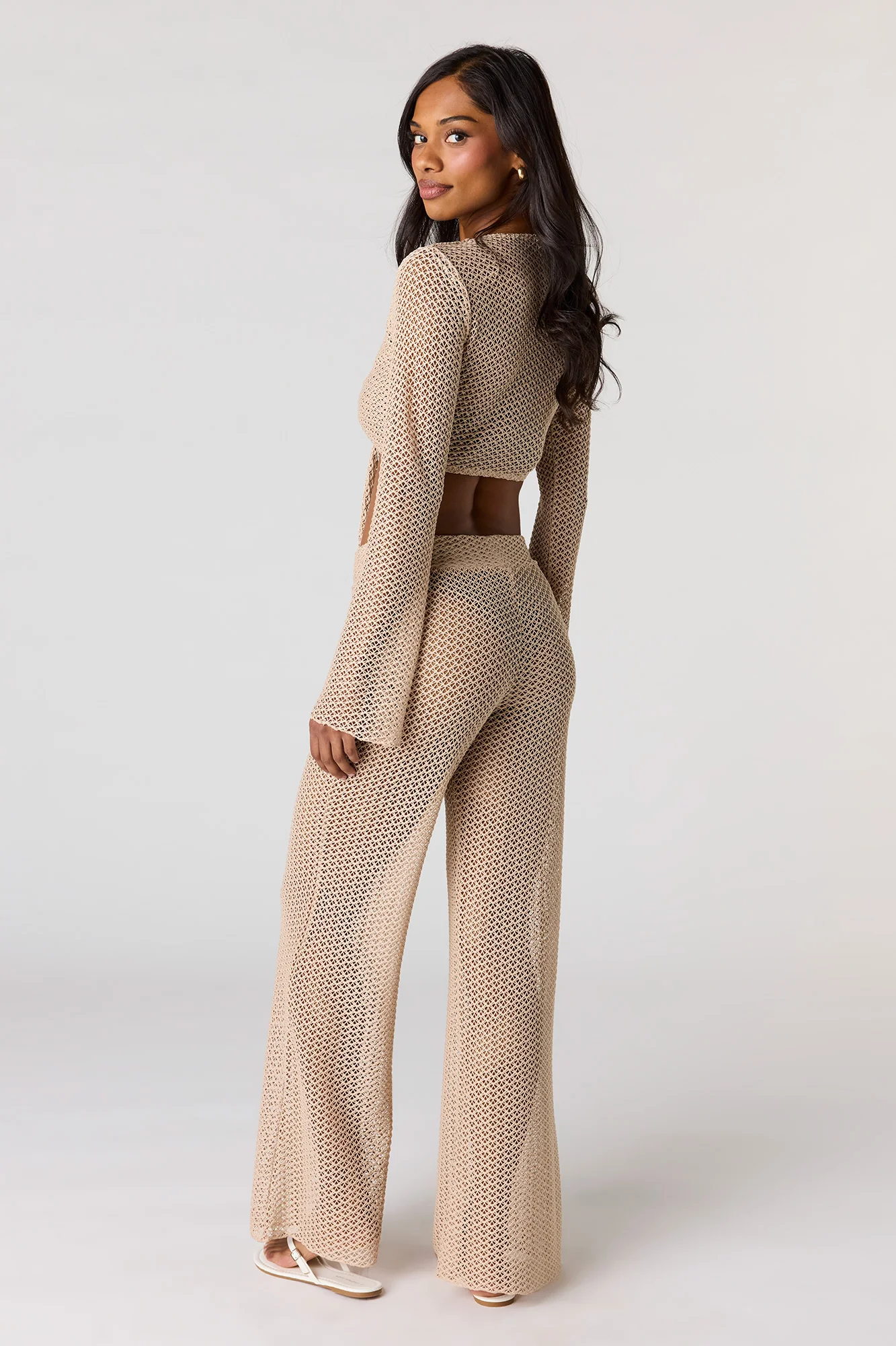 Crochet Wide Leg Pant Swim Cover Up - Image 3