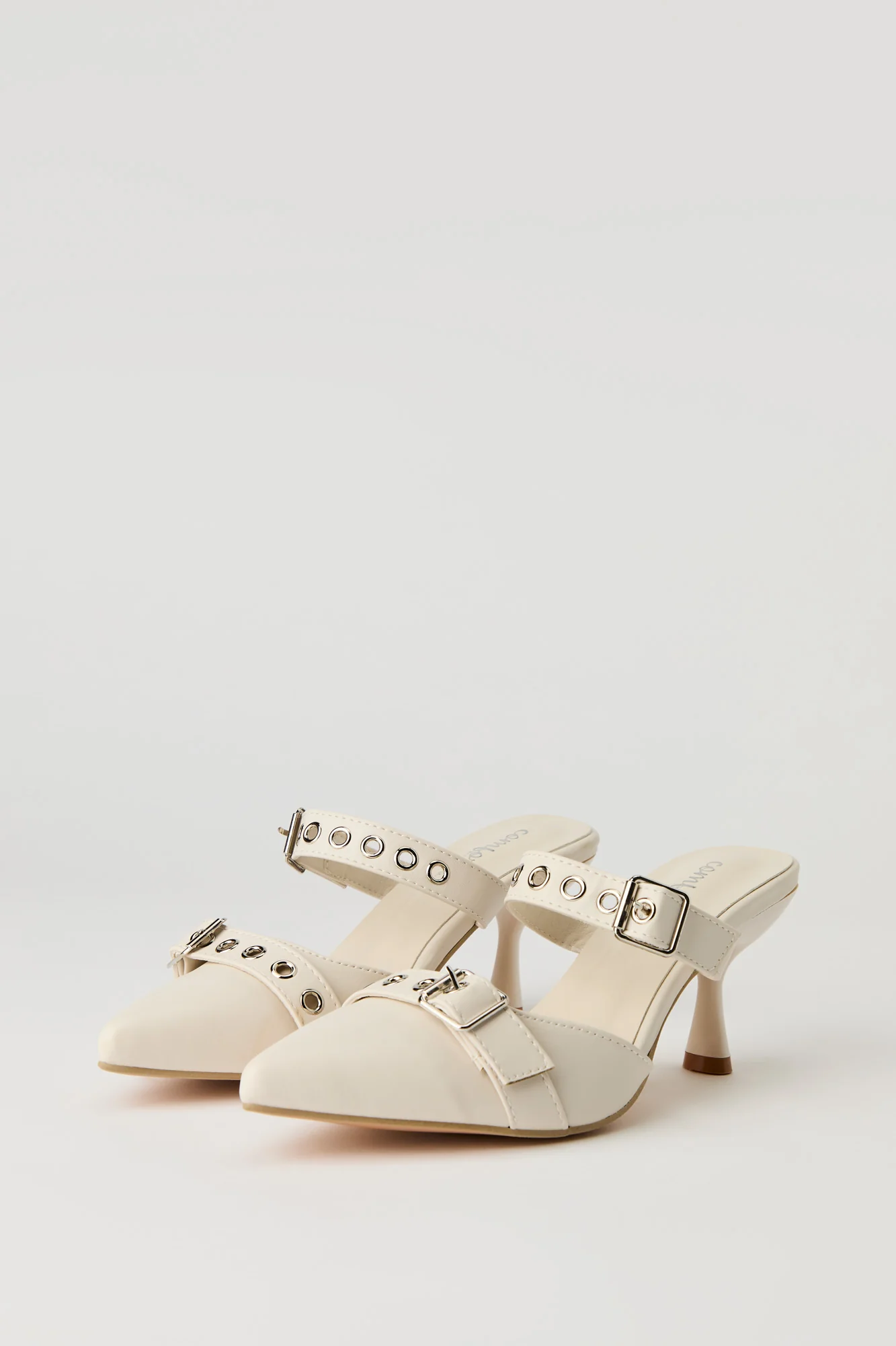 Faux Leather Buckled Kitten Heel - Image 4