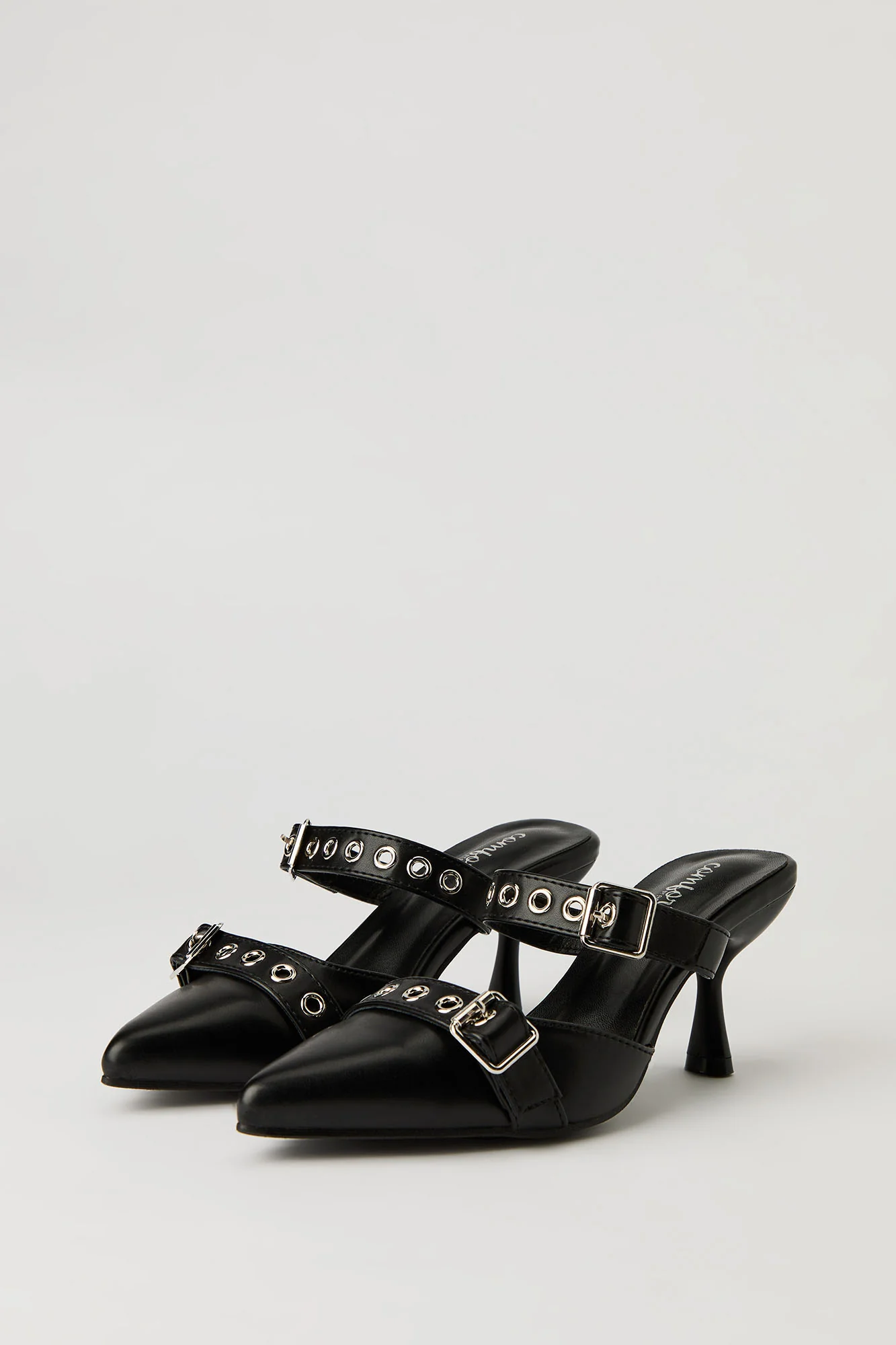 Faux Leather Buckled Kitten Heel - Image 8