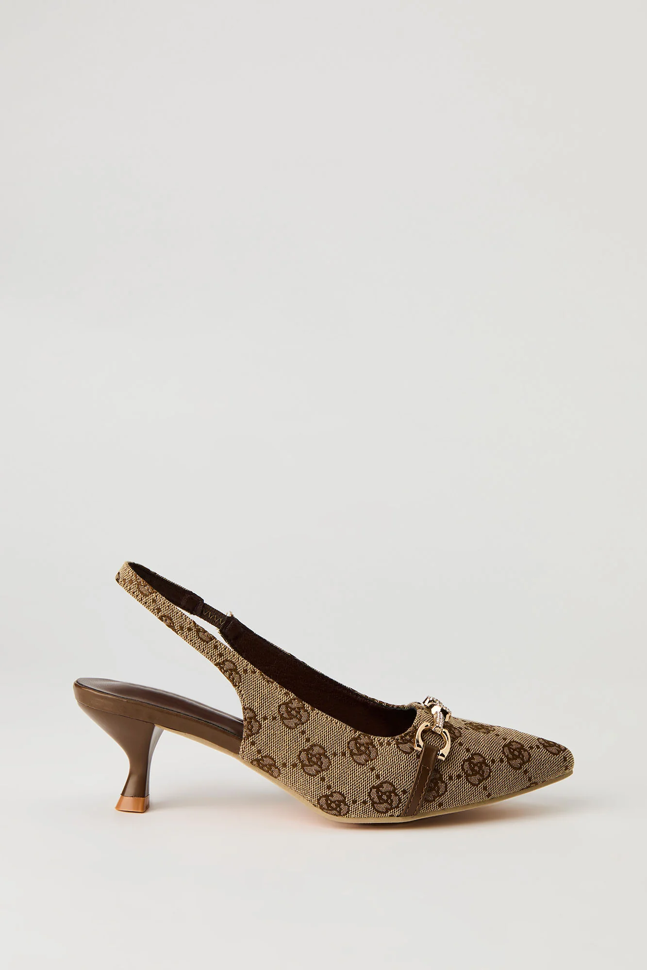 Rhinestone Knit Detail Kitten Heel - Image 5