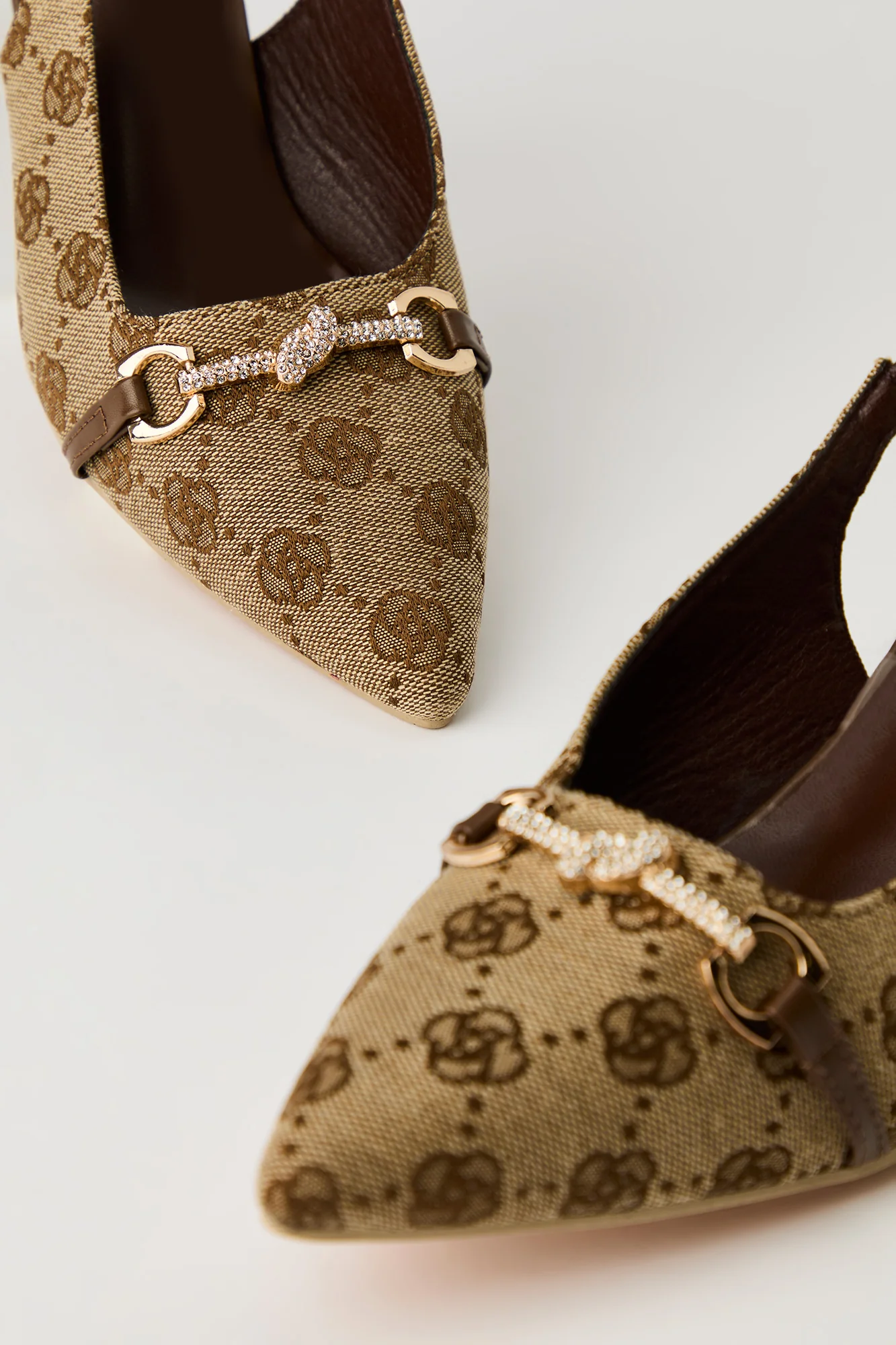 Rhinestone Knit Detail Kitten Heel - Image 8