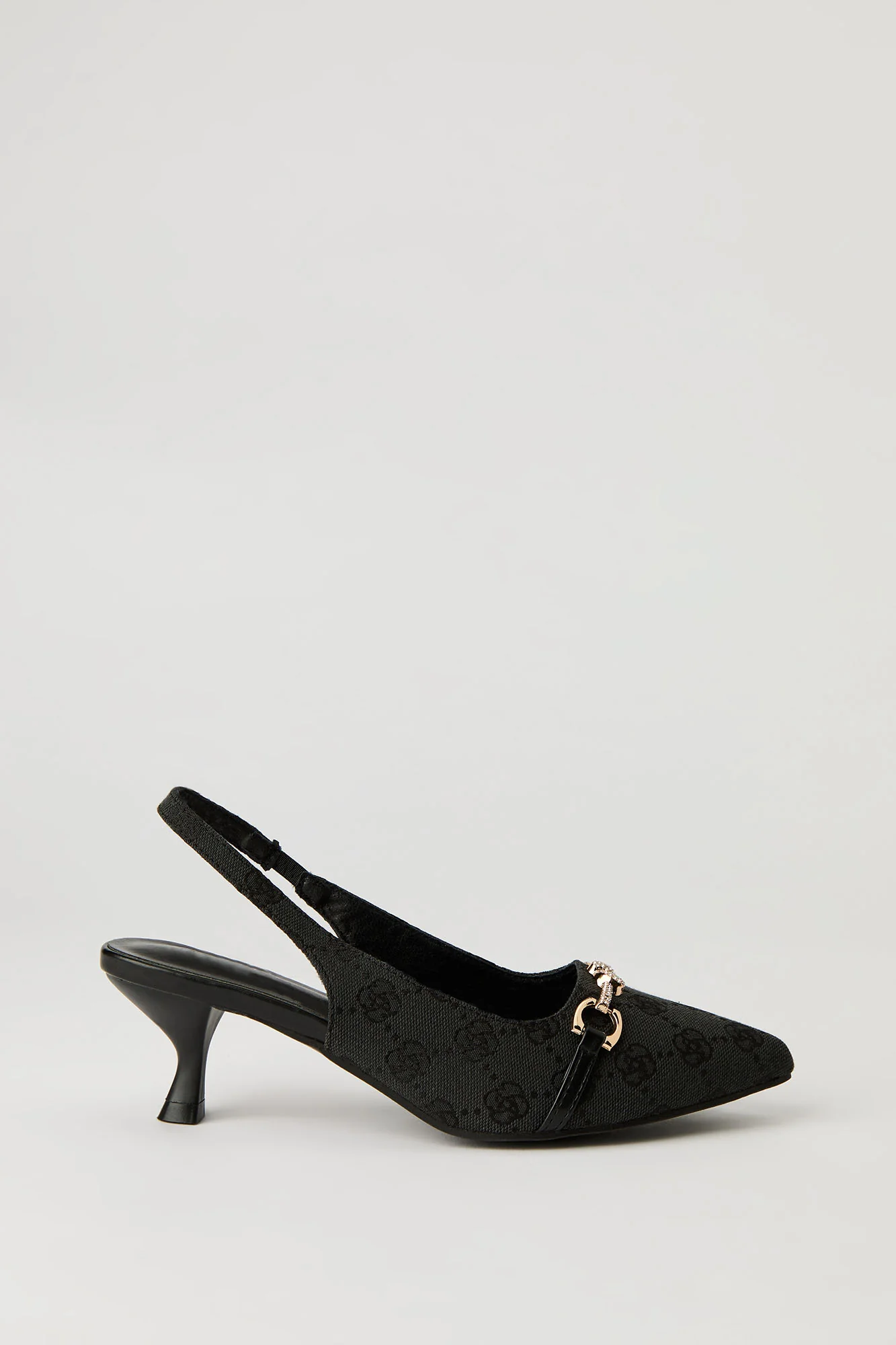 Rhinestone Knit Detail Kitten Heel - Image 9